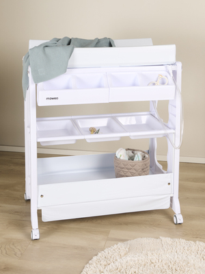 Moweo Wickeltisch mit Badewanne, Weiß