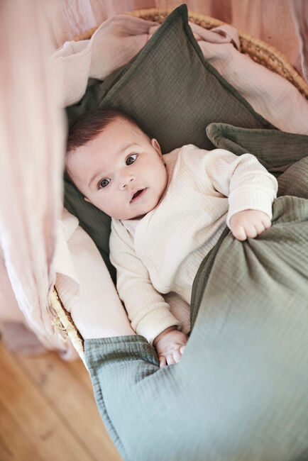 Oh, Poppy! Vega Musselin Bettwäsche 70x80 Babybett, Forest Green