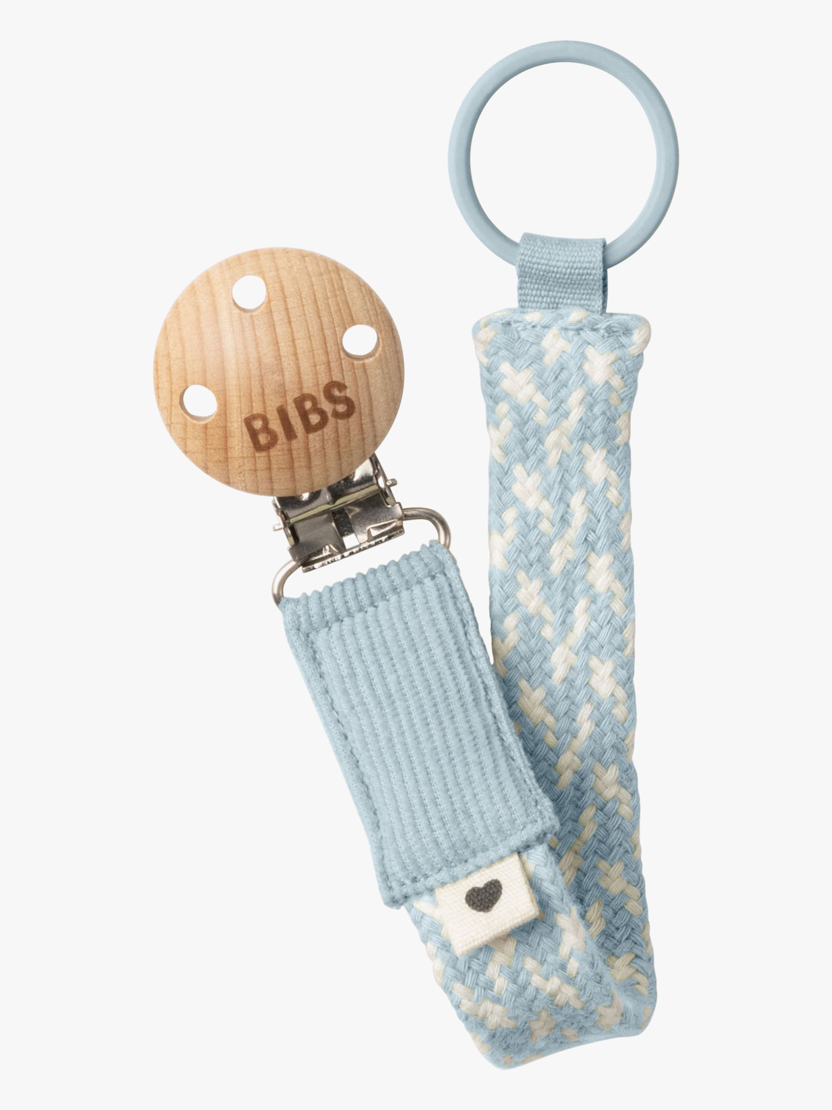 BIBS Braid Schnullerhalter, Baby Blue/Ivory