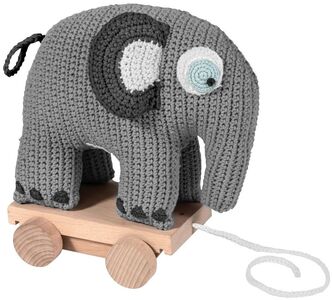 Sebra Gehäkeltes Ziehspielzeug Elefant Fanto, Klassisches Grau