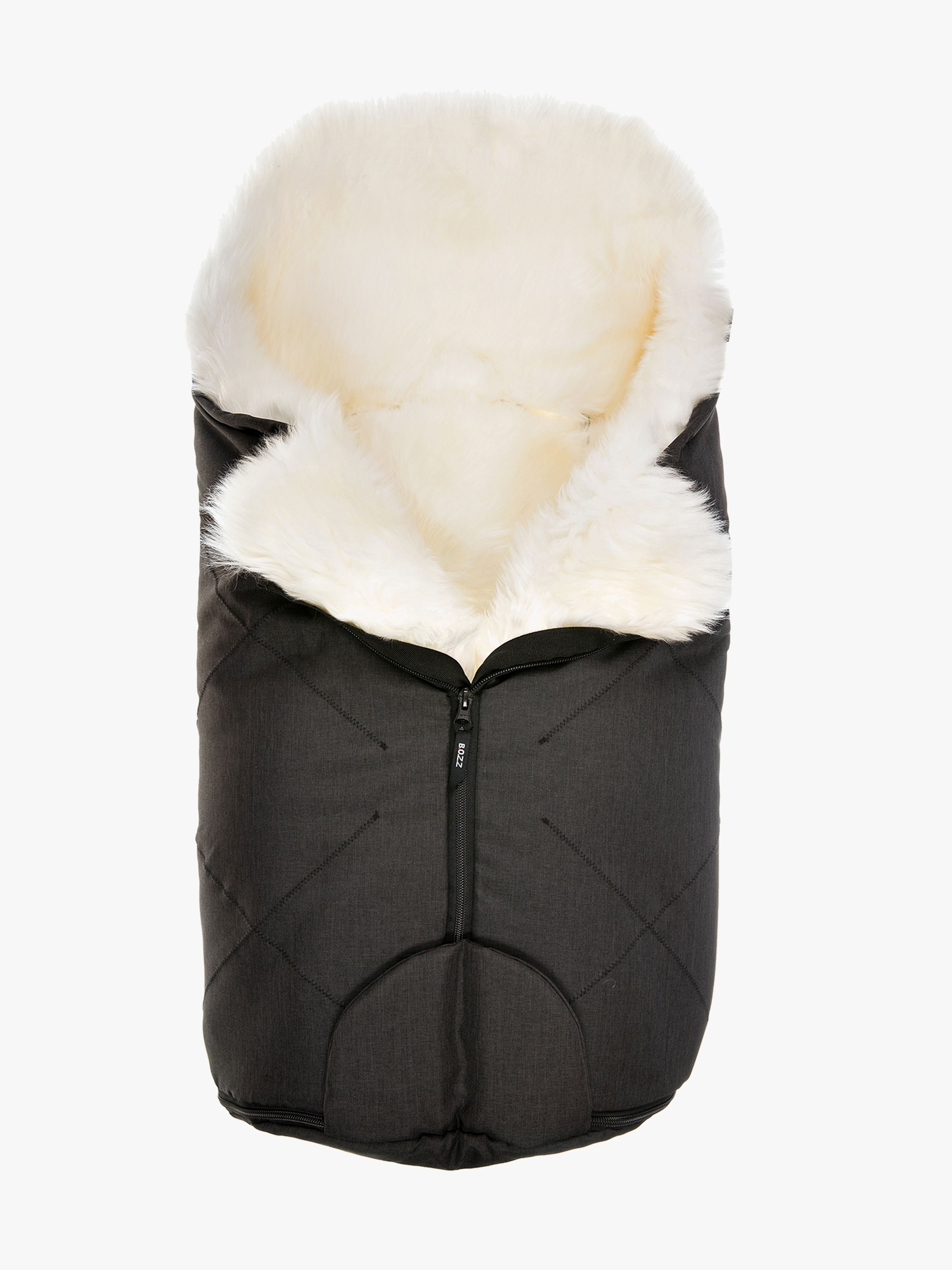 Bozz Lammfell-Fußsack Small Langhaarig, Black Melange/White