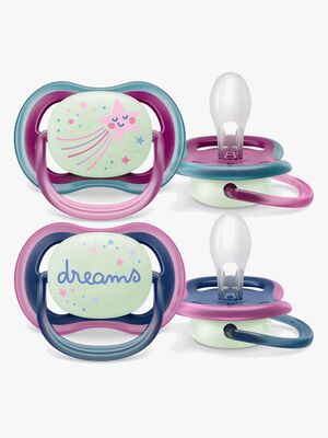 Philips Avent Ultra Air Night Schnuller 2er-Pack 6-18m, Lila/Pink
