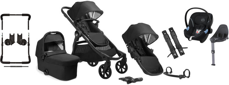 Baby Jogger City Select 2 Tencel Kombikinderwagen mit Sitz inkl. Aton M, Lunar Black