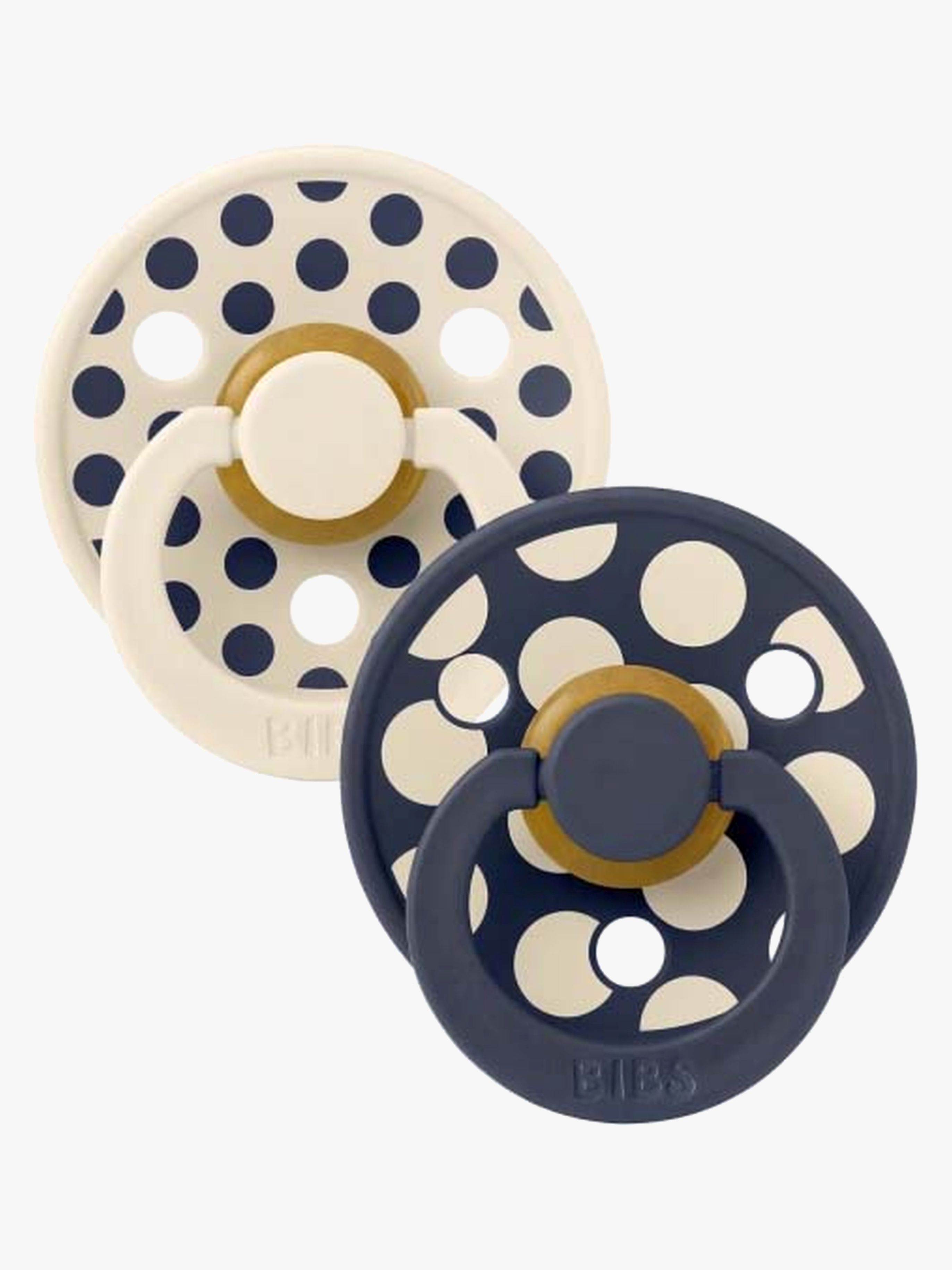 BIBS Studio Colour Schnuller 2er-Pack Polka Mix Latex Gr. 1, Ivory/Deep Space