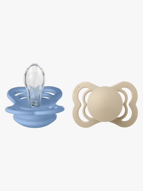 BIBS Supreme Schnuller 2er-Pack Silikon Gr. 1 Symmetrisch, Vanilla/Sky Blue