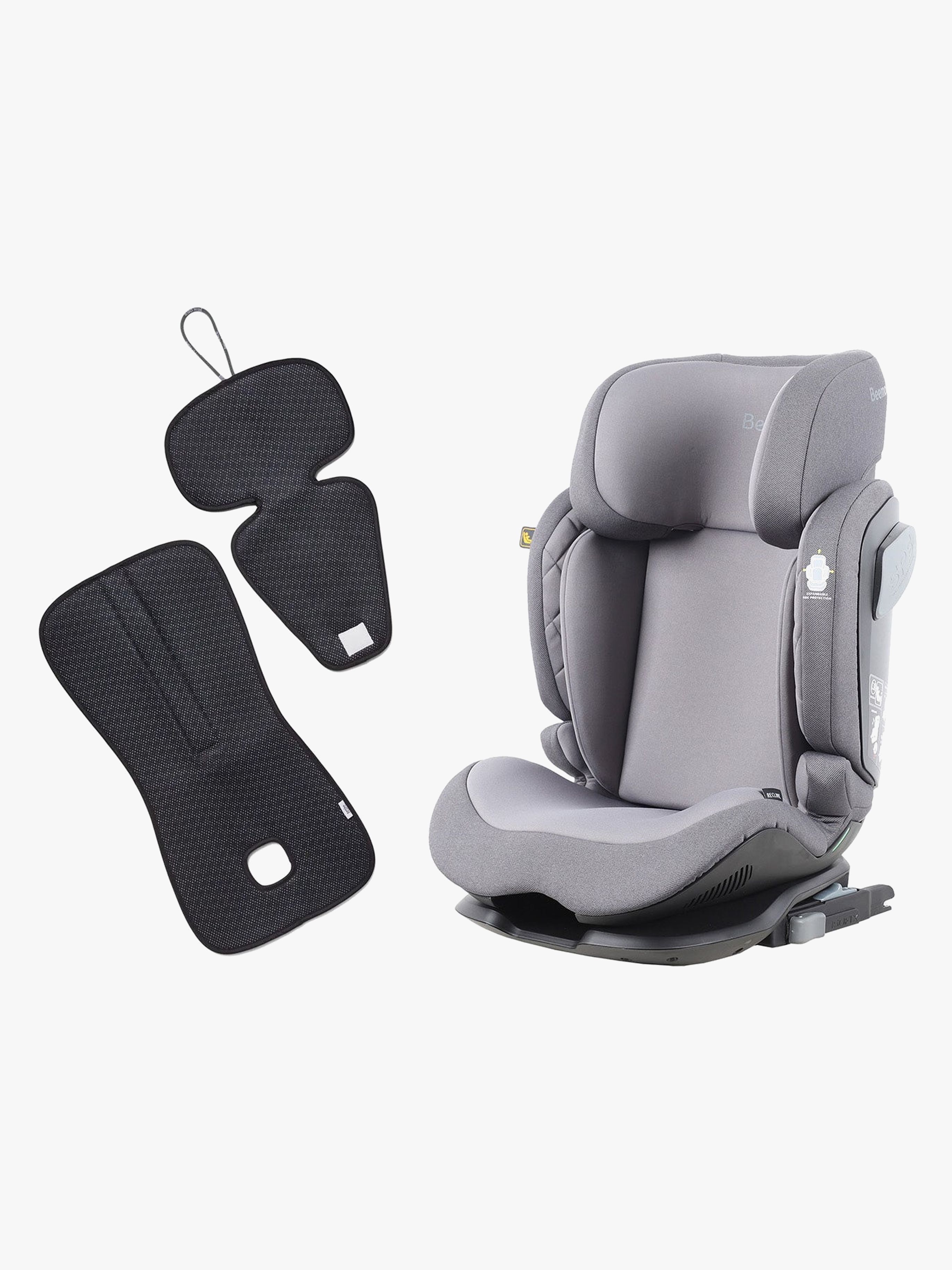 Beemoo Recline i-Size Kindersitz inkl. Ventilierendem Sitzpolster, Mineral Grey/Antracit