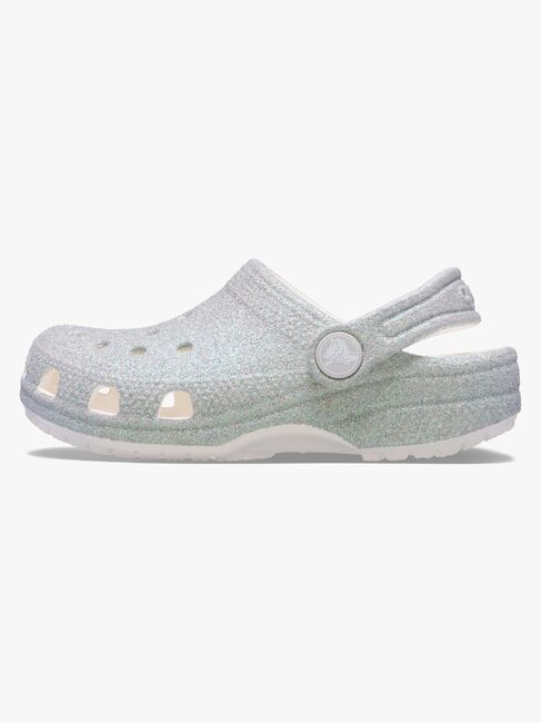 Crocs Classic Iridescent Glitter Kids Sandalen, Weiß