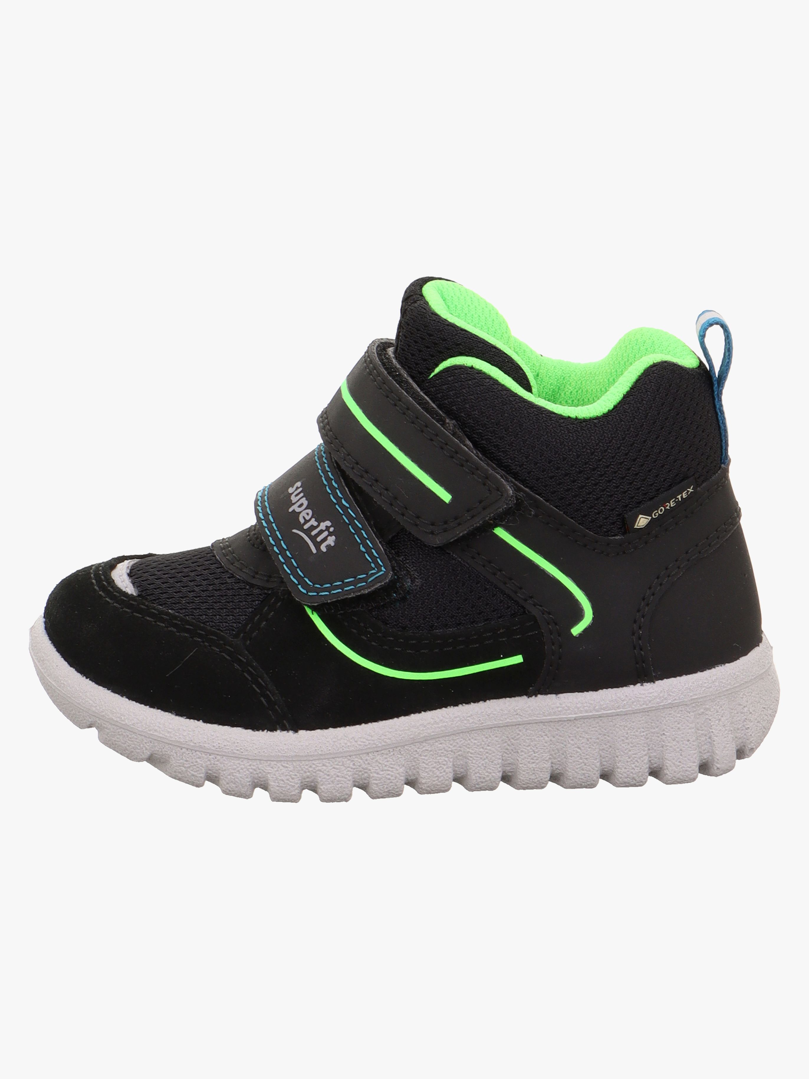 Superfit Sport7 Mini GTX Kinder Sneaker, Black/Light Green, 29, Kinderschuhe