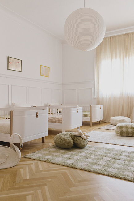 Lorena Canals Waschbarer Vichy Teppich 150x180 cm, Matcha