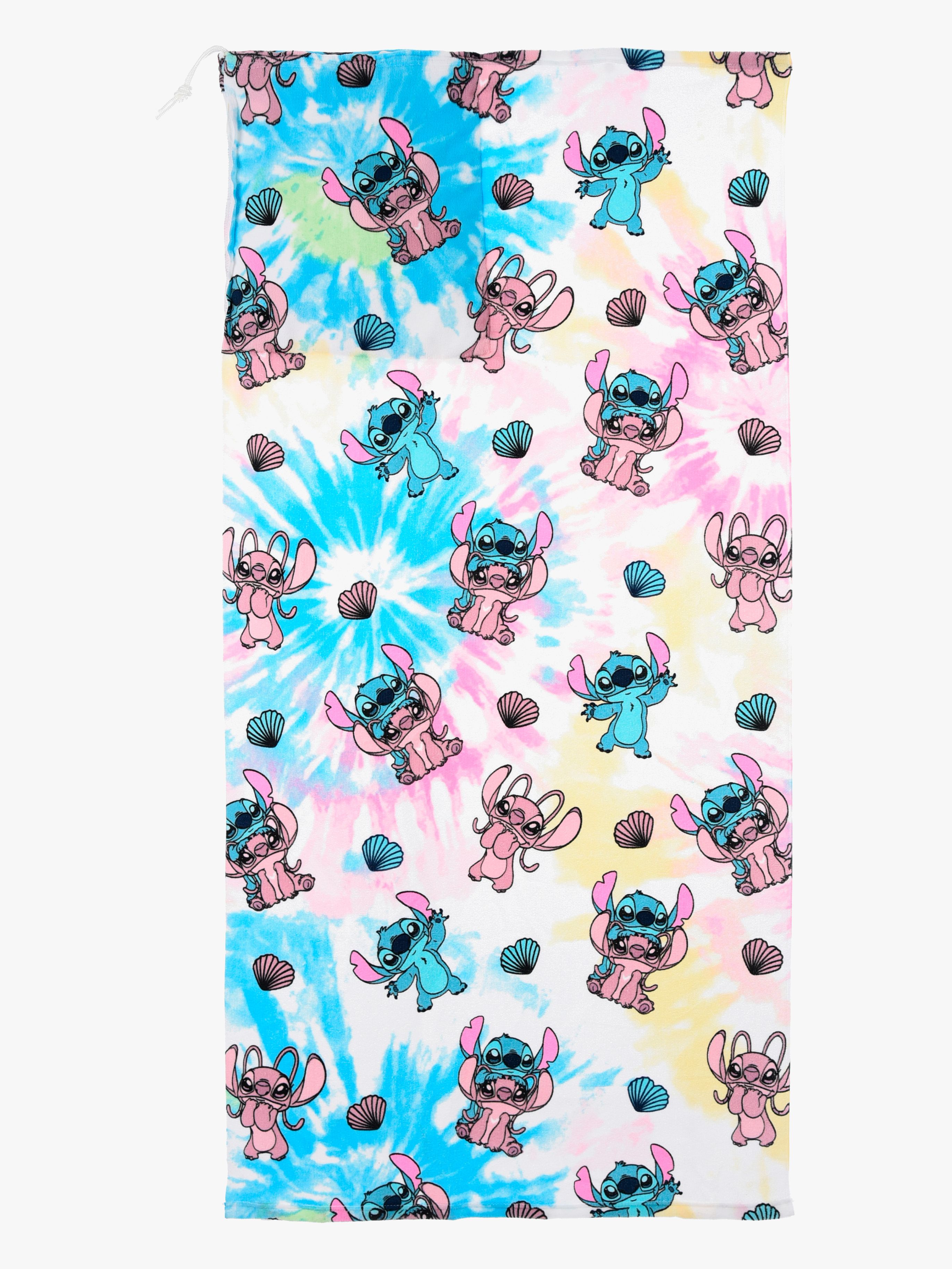 Disney Stitch Strandhandtuch mit Kinder Rucksackfunktion, Rosa