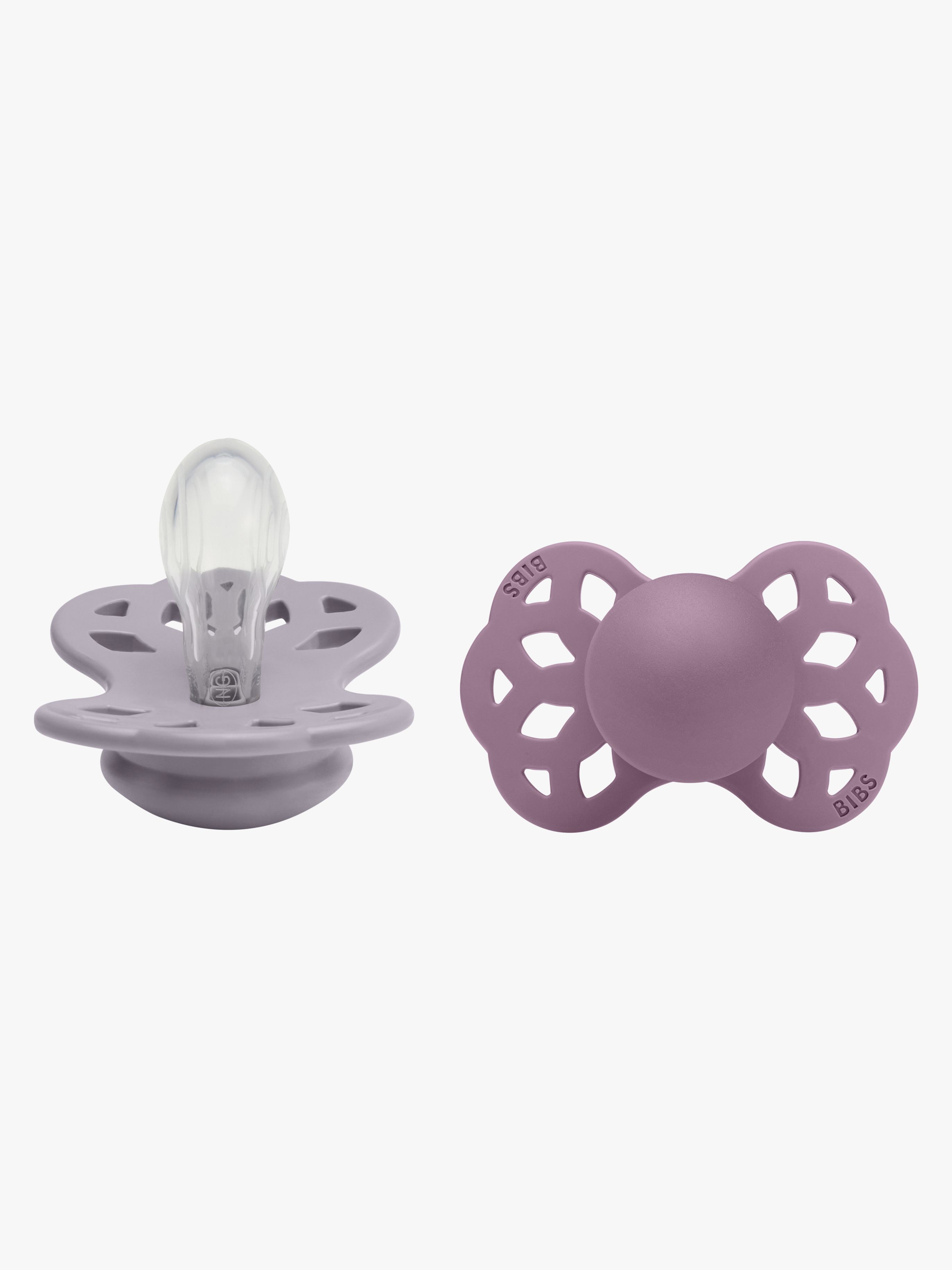 BIBS Infinity Schnuller 2er-Pack Silikon Größe 1 Symmetrisch, Fossil Grey/Mauve