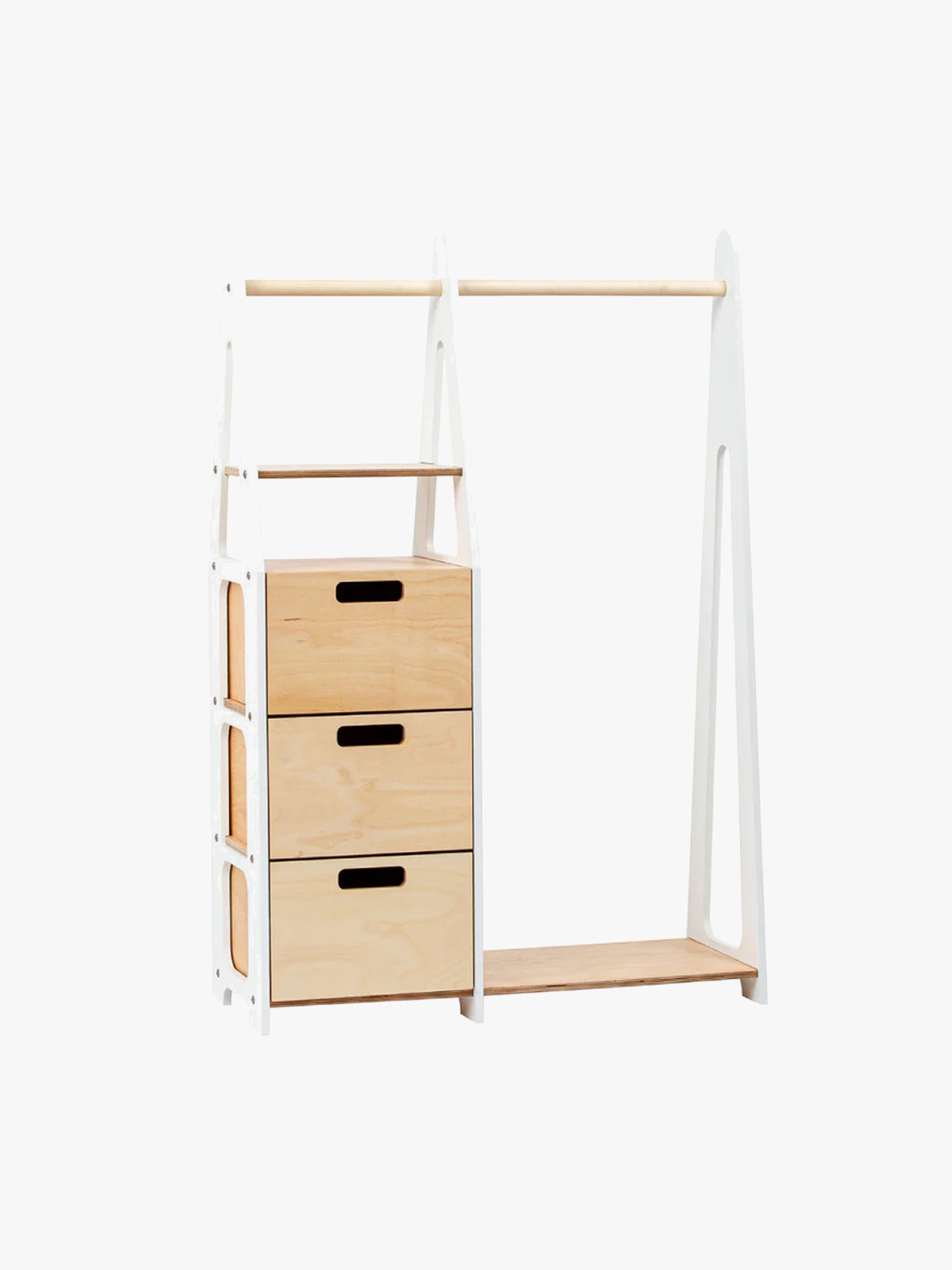 Duck Woodworks Kleiderständer mit Schubladen, Weiß, Kinderzimmerschrank, Kinderzimmer