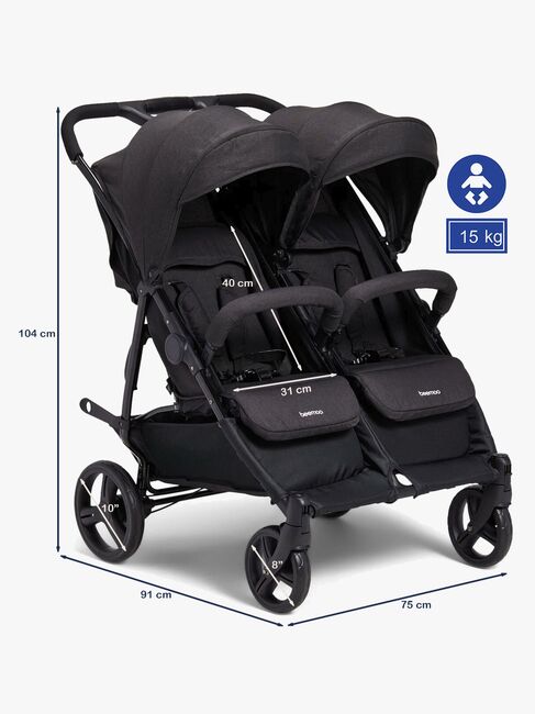 Beemoo Twin Shopper Zwillings- und Geschwisterwagen, Black Mélange