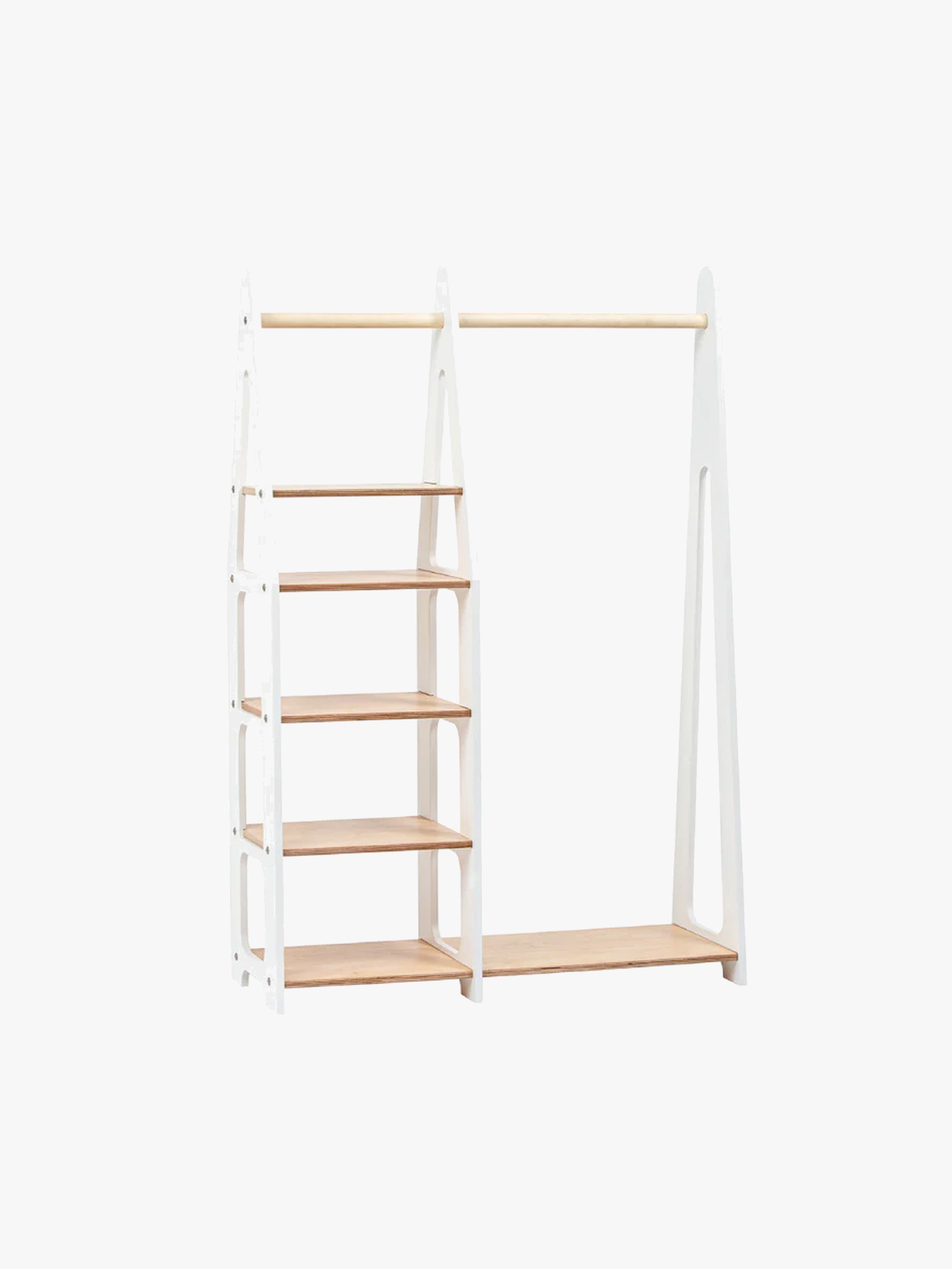 Duck Woodworks Kleiderständer mit Regalen, Weiß, Kinderzimmerschrank, Kinderzimmer