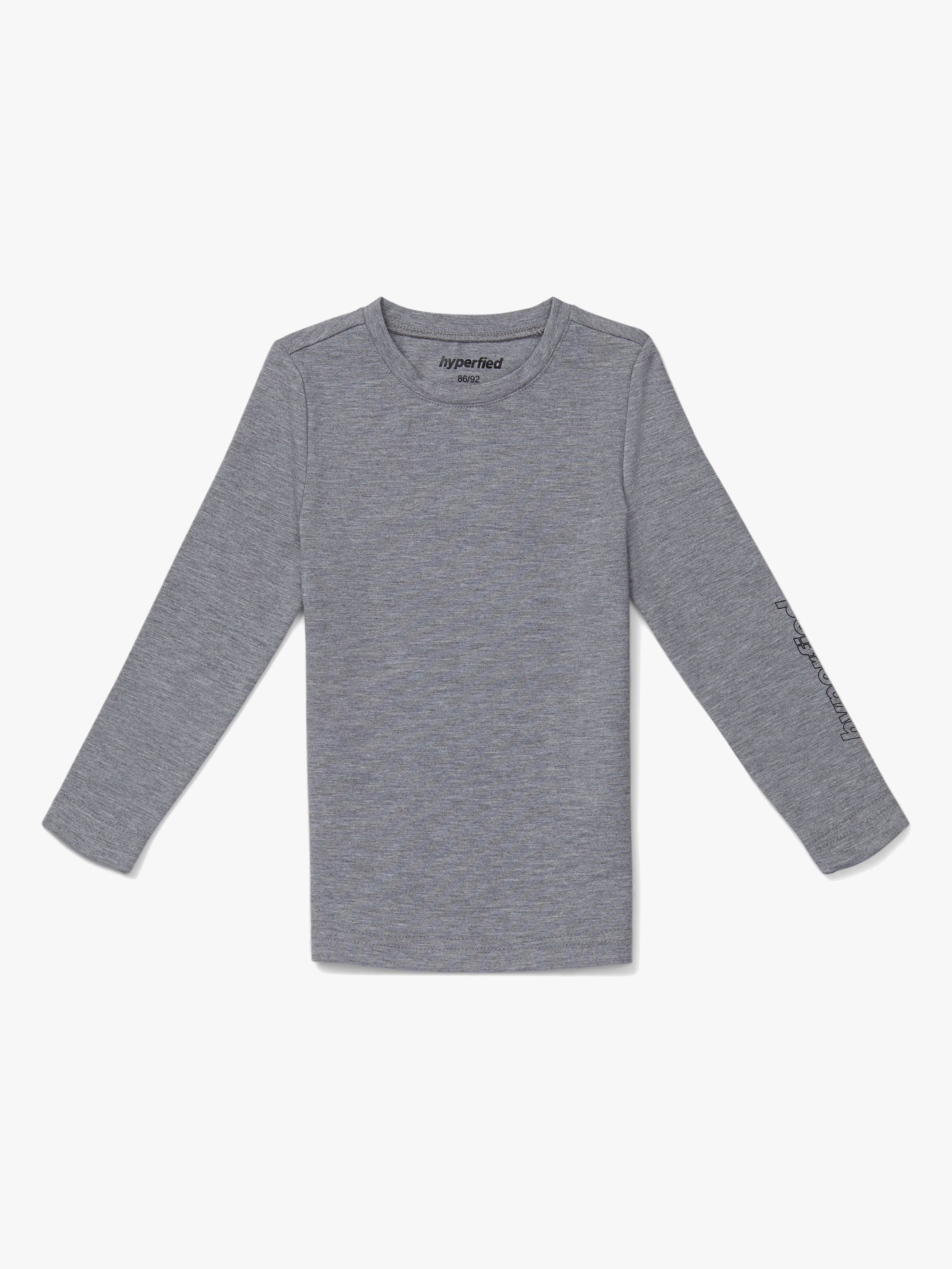 Jersey Logo Long Sleeve Top, Grey Melange 134–140