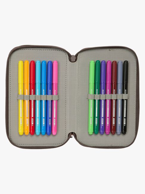 Jurassic World Gefülltes Dreifach-Federmäppchen 37 Teile, Braun