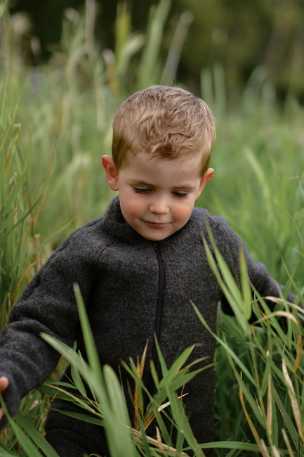 Mikk-Line Wollfilz-Jacke Kind, Dark Brown Melange