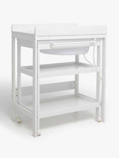 JLY Dream Wickeltisch m Ausziehbarer Badewanne, White