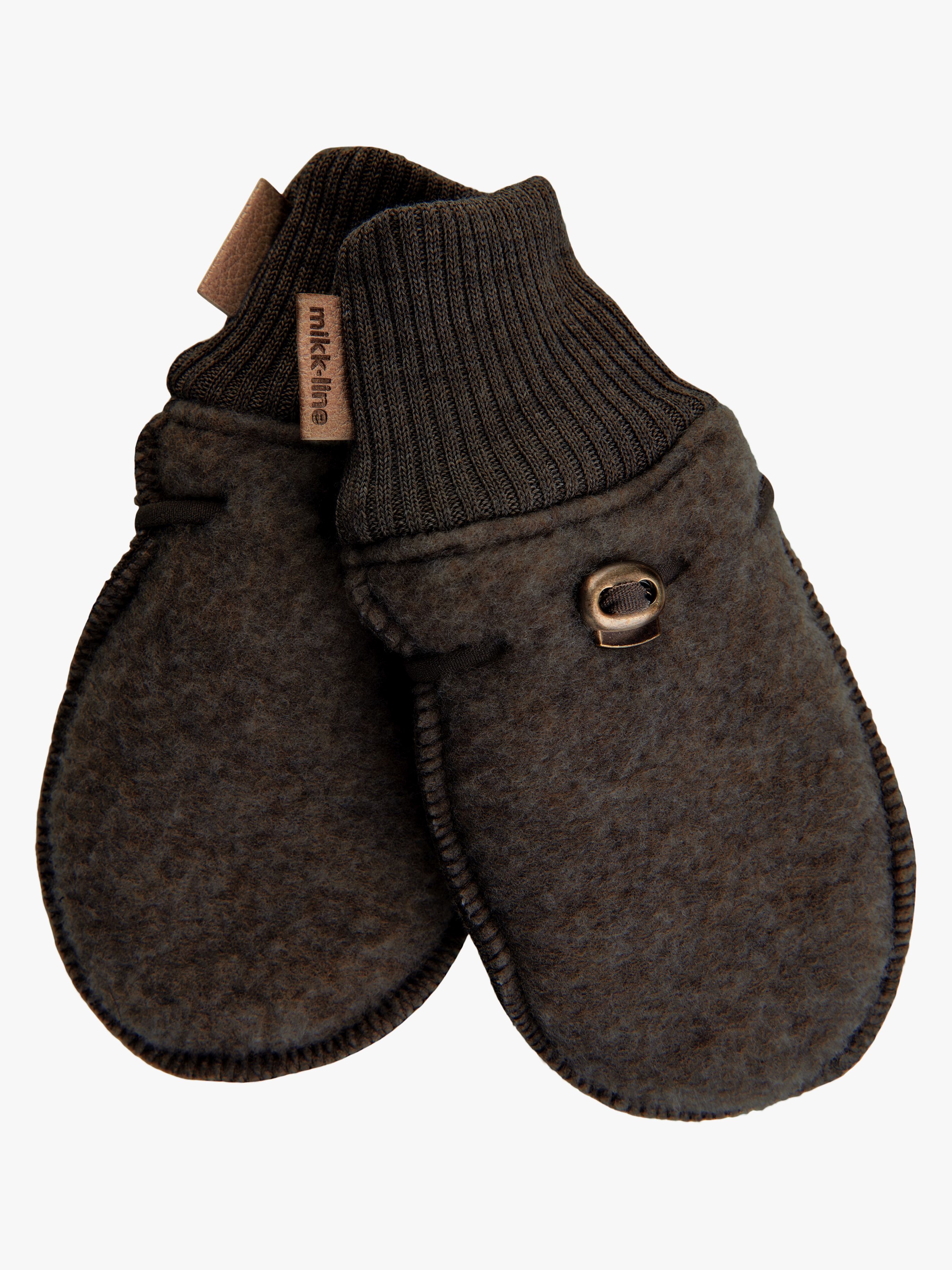 Mikk-Line Fäustlinge Merinowolle, Dark Brown Melange, 86-92