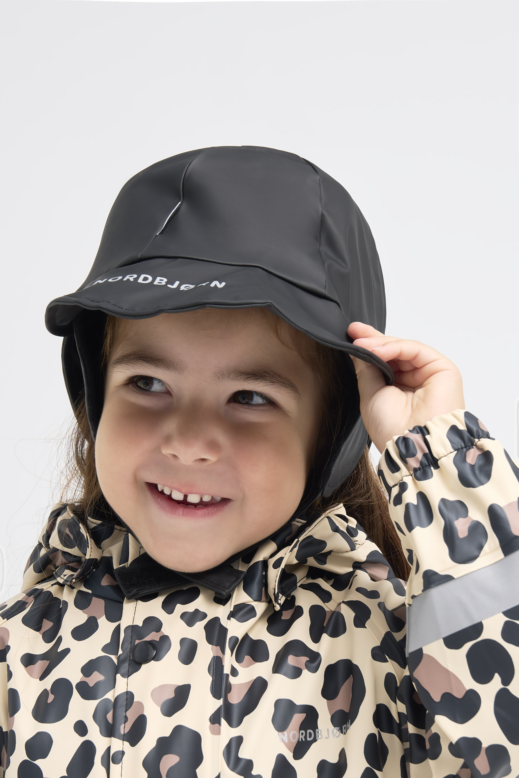 Nordbjørn Korsö Gefütterter Regenhut, Solid Black, 6-8 Jahre