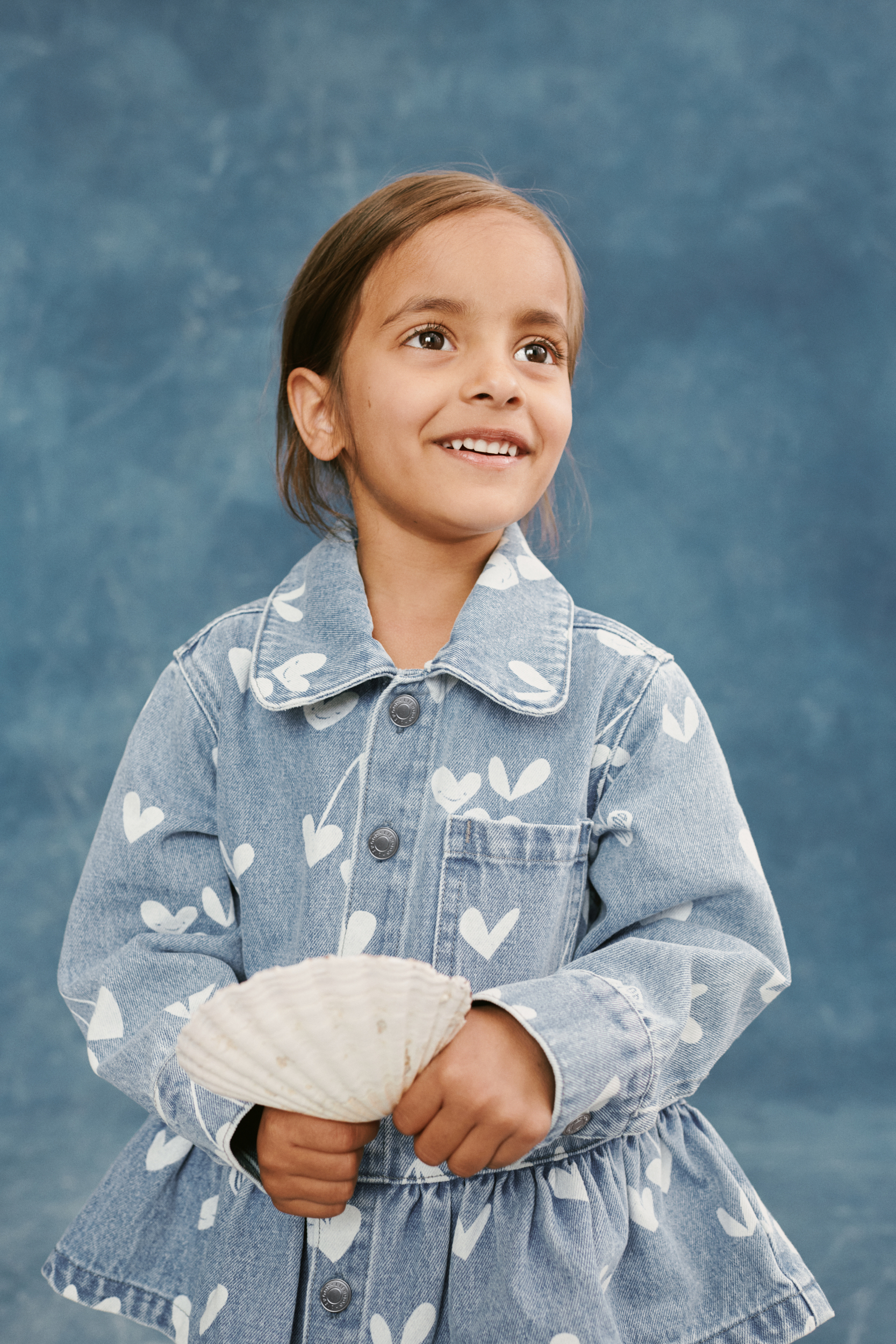 LIEWOOD Printed Denim Overshirt, Sweethearts/Light Blue Denim, 98
