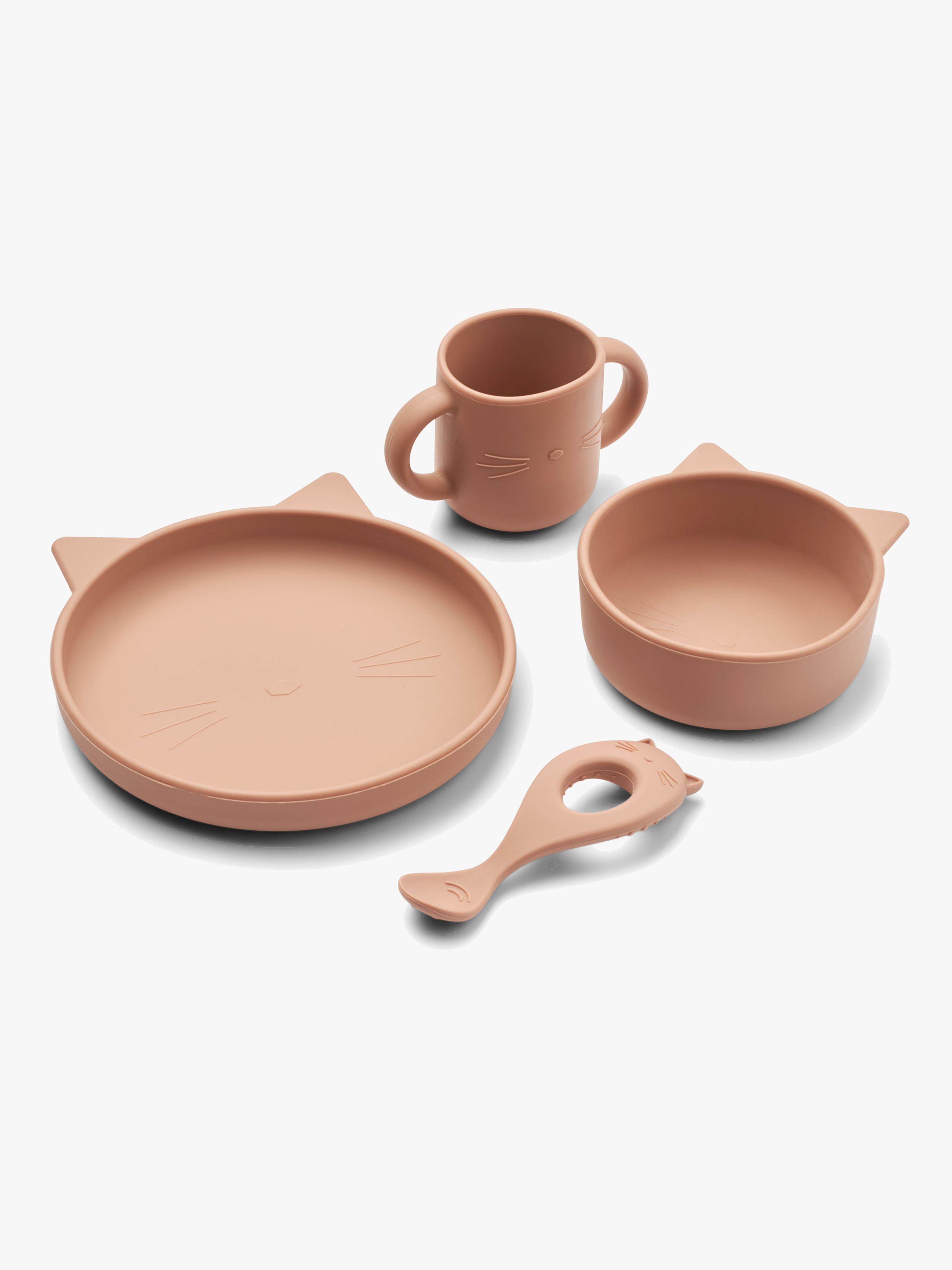 Vivi Cat Geschirr-Set Silikon, Dark Rose