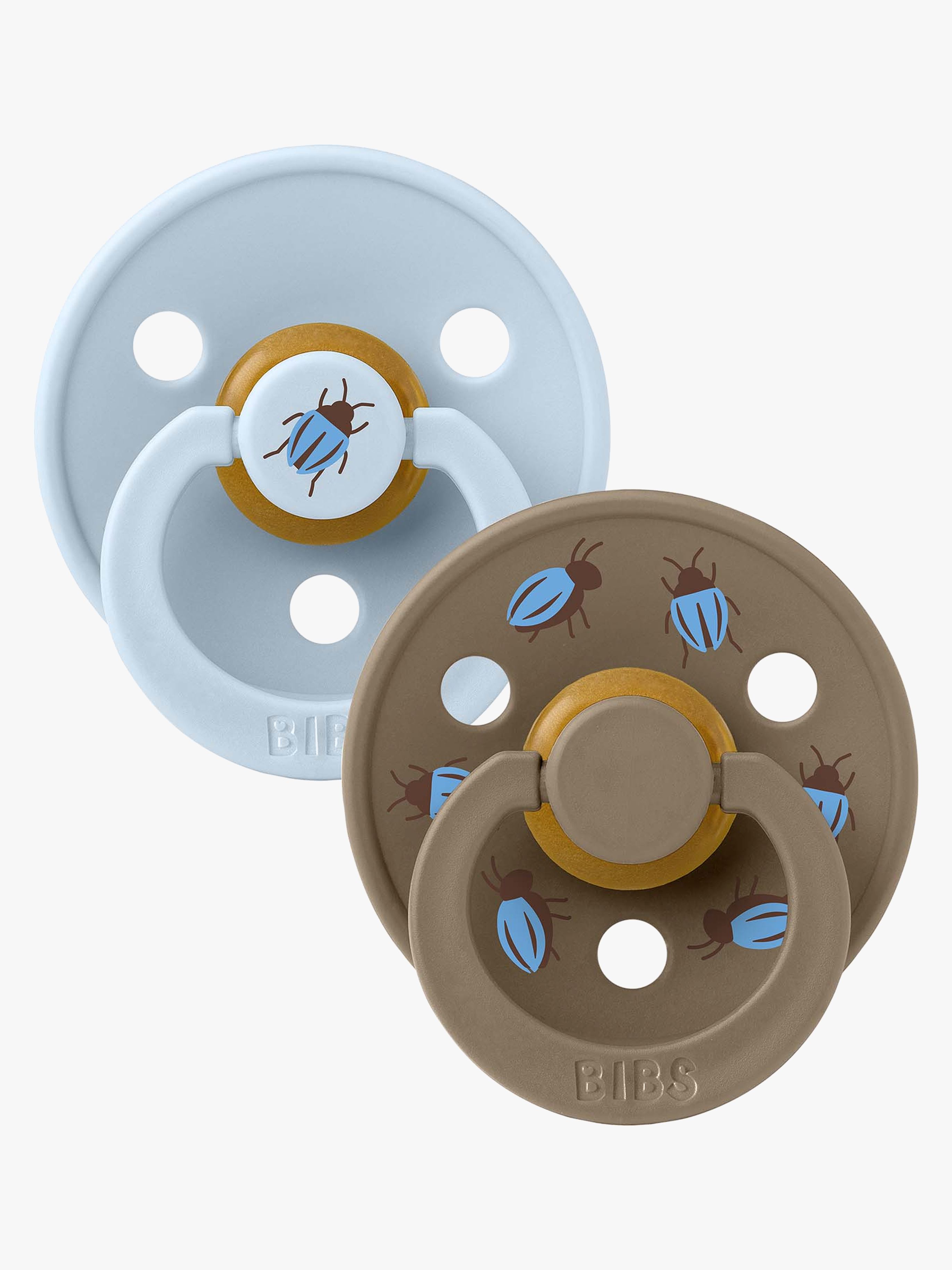 Studio Colour Schnuller Beetle Mix 2er-Pack Latex Gr. 1 Rund, Baby Blue / Dark Oak