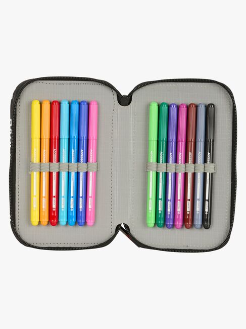 FC Barcelona Gefülltes Dreifach-Federmäppchen 37 Teile, Schwarz