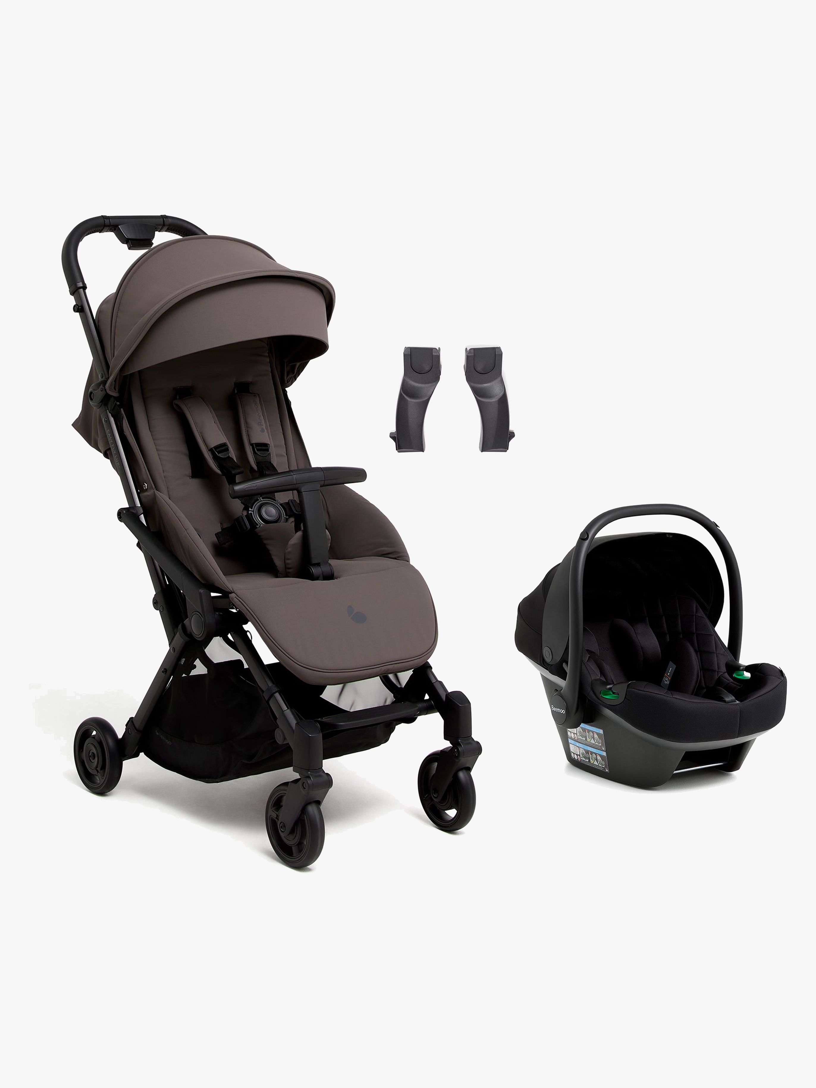 Beemoo Easy Fly Lux 4 Buggy inkl. Route i-Size Babyschale, Gull Grey/Black Stone
