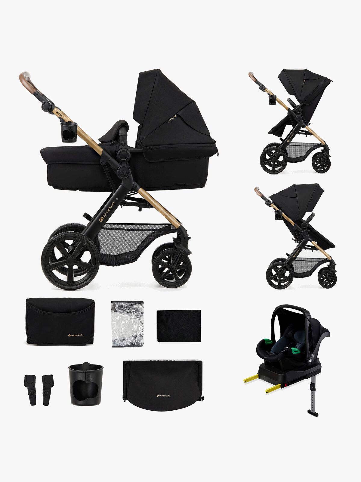 Kinderkraft MOOV 2 4-in-1 Kombikinderwagen, Pure Black