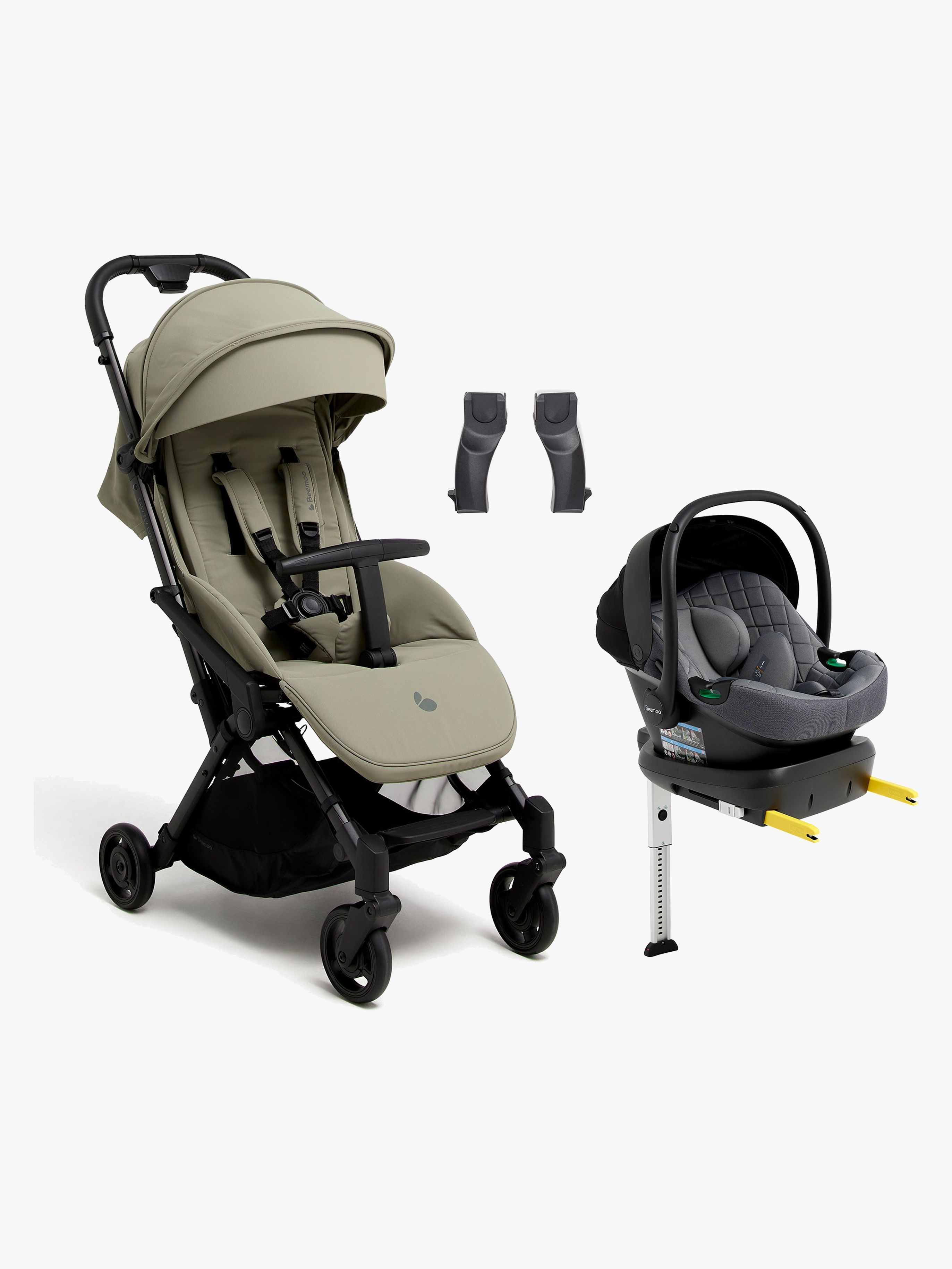 Beemoo Easy Fly Lux 4 Buggy inkl. Route i-Size Babyschale &  Basis, Spring Green/Mineral Grey