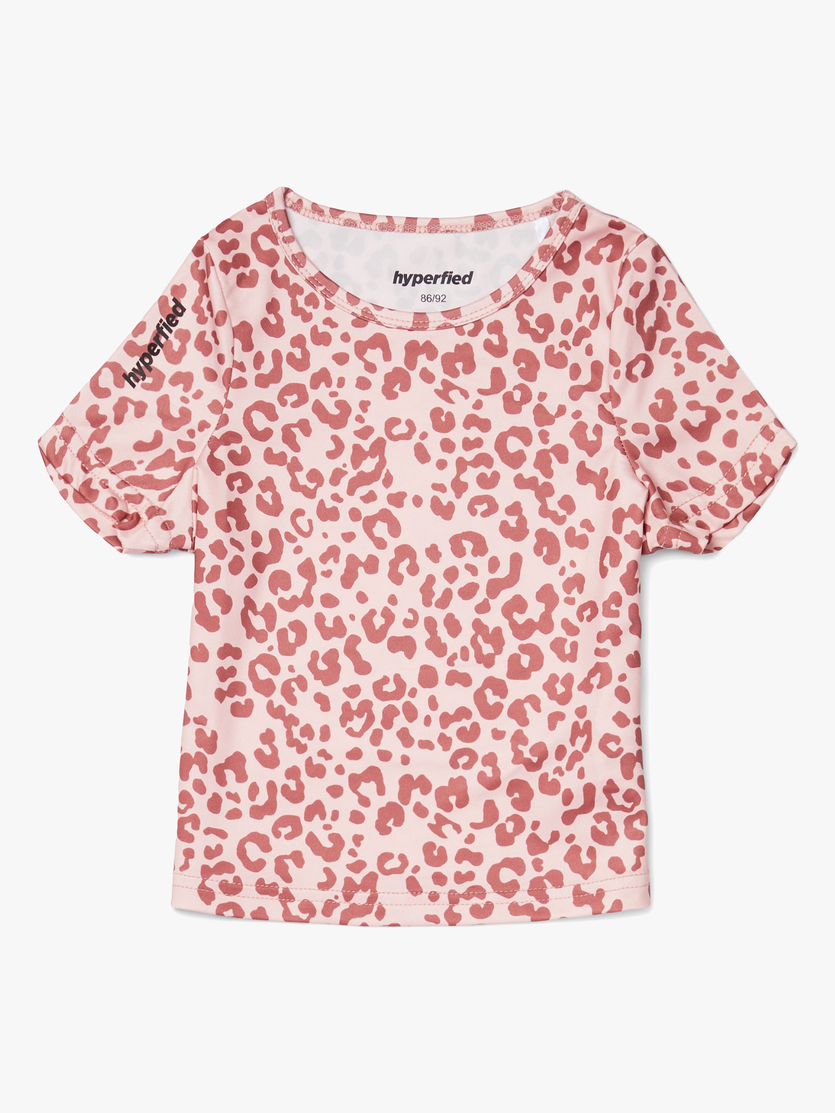 Short Sleeve Logo Top, Pink Leo 110-116