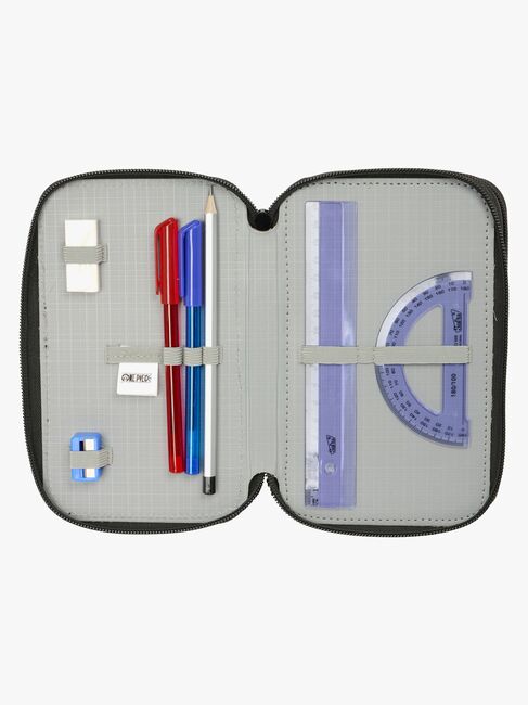 One Piece Gefülltes Dreifach-Federmäppchen 37 Teile, Schwarz