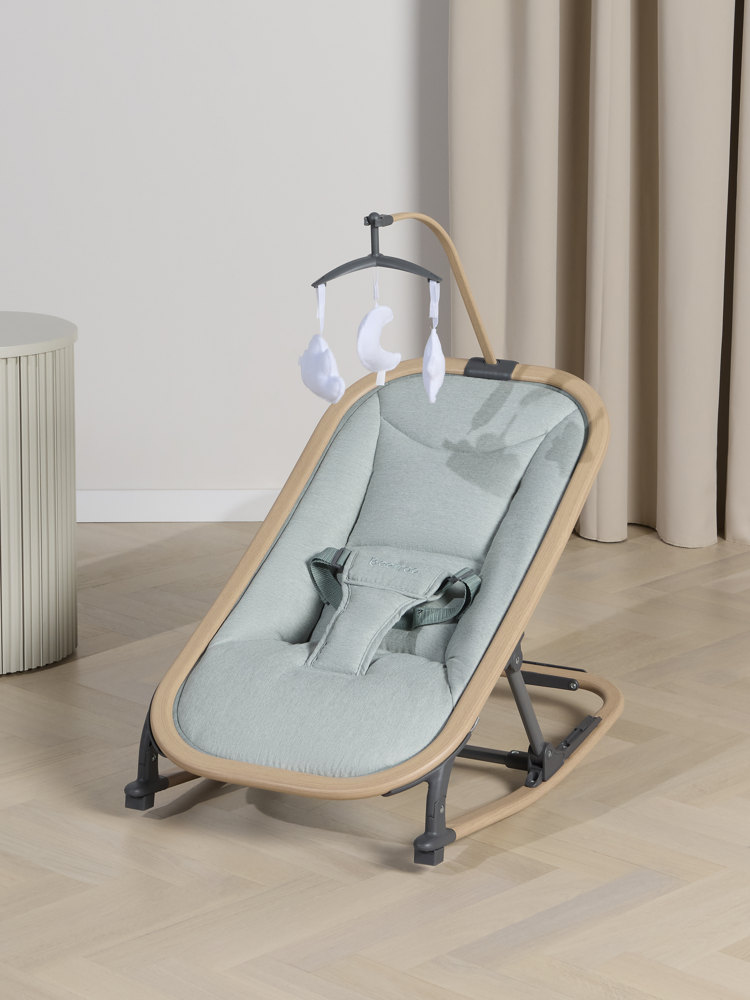 Beemoo PLAY Soothe Babywippe, Green Melange/Nature