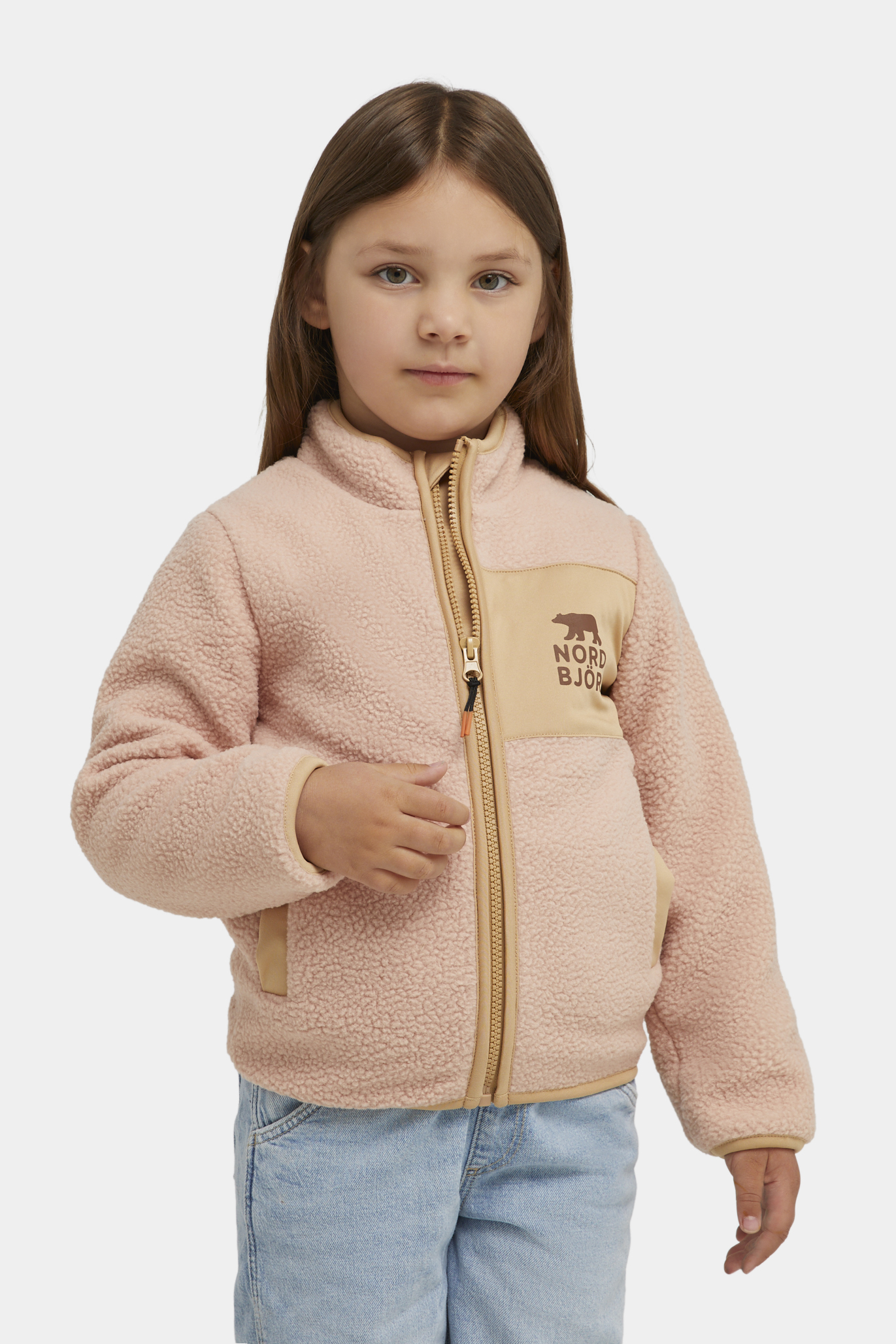 Nordbjörn Strömmen Winddichte Fleecejacke, Rosa, 98-104