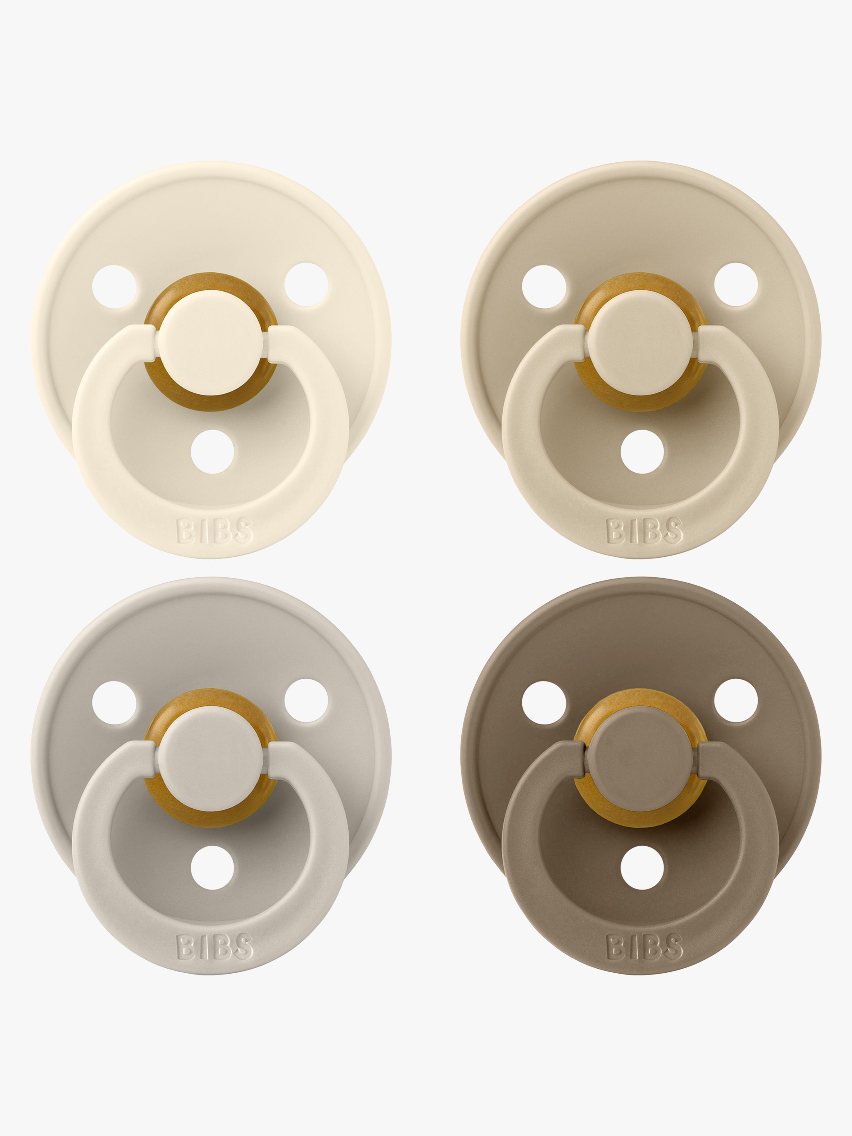 Colour Schnuller 4er-Pack Latex Größe 1, Ivory / Sand / Vanilla / Dark Oak