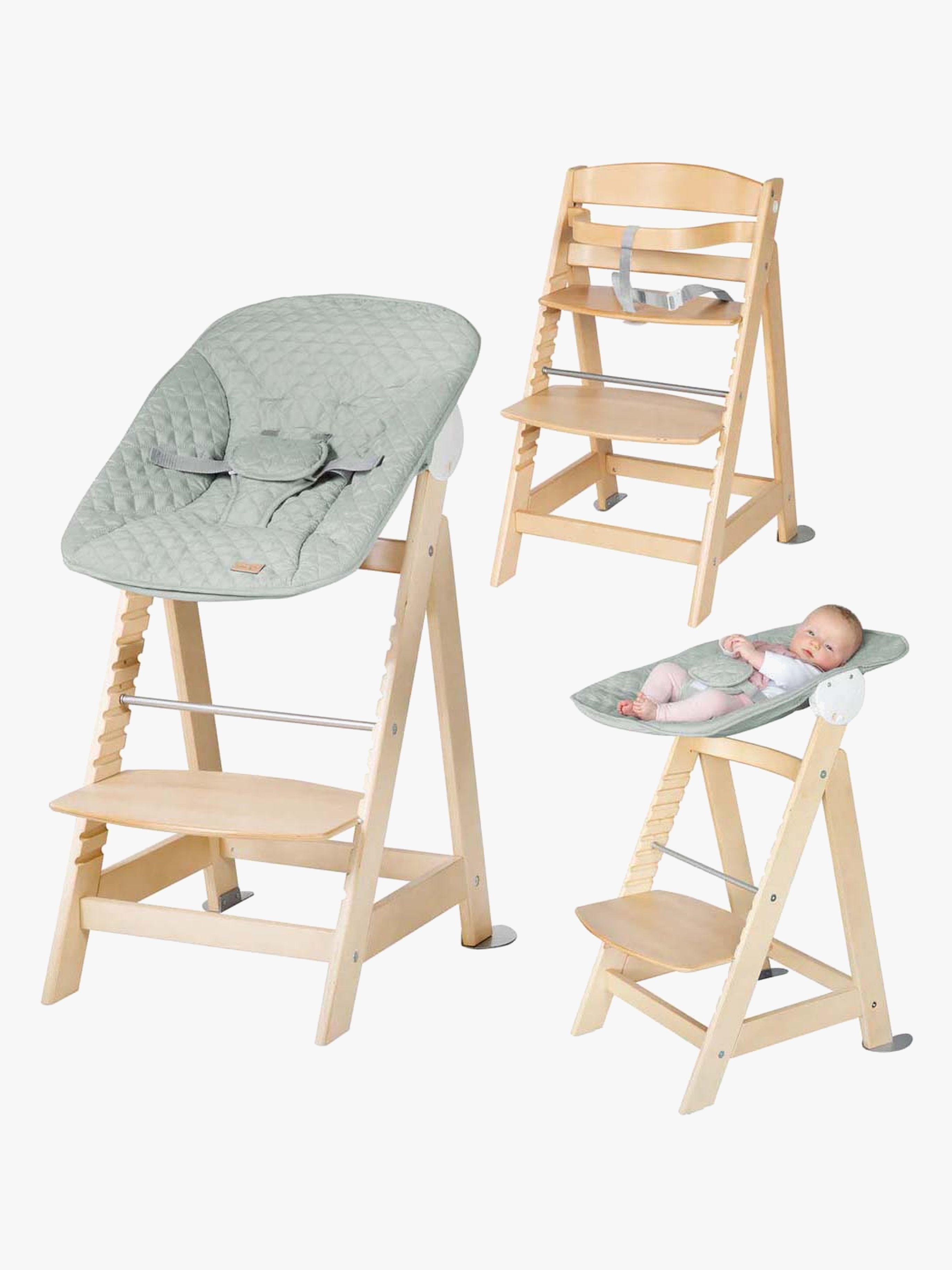 Roba Born Up 2-in-1 Hochstuhl, Natural/Frosty Green