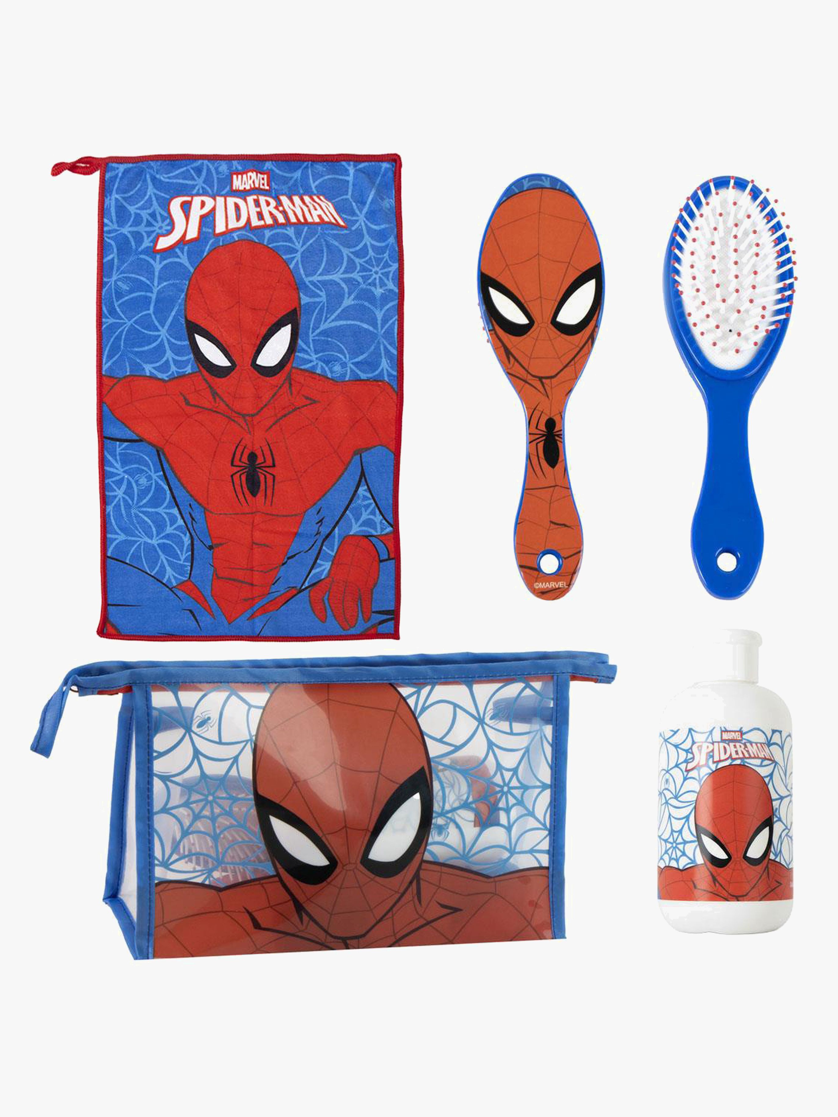 Marvel Spider-Man Kulturbeutel mit Handtuch Haarbürste &  Flasche