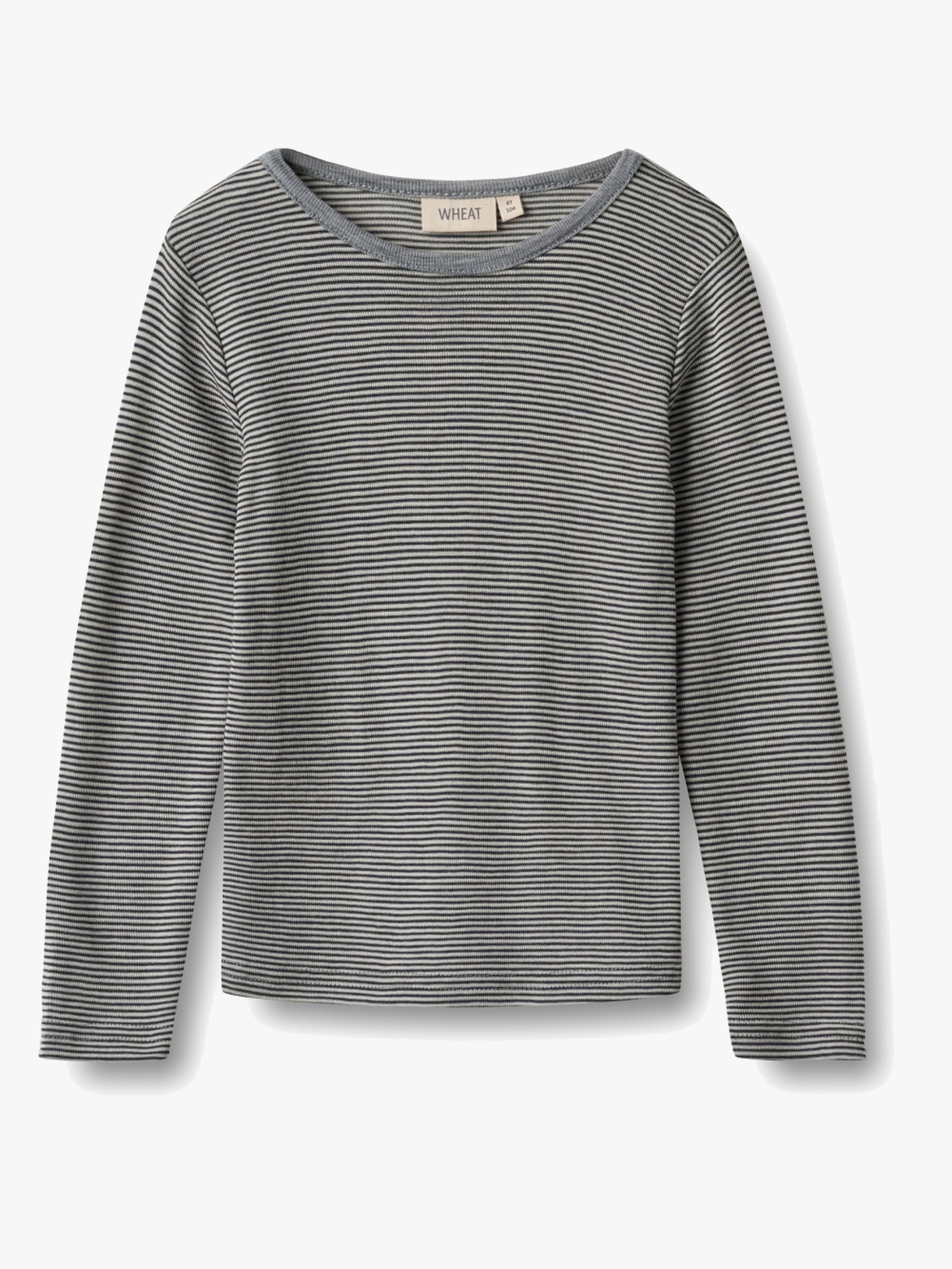 Wheat Alfie Langärmeliges Top Merinowolle, Navy Stripe, 110