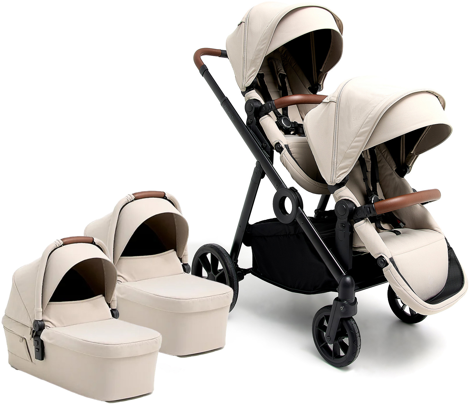 Beemoo Pro Multi 2 Zwillingswagen, Latte Beige
