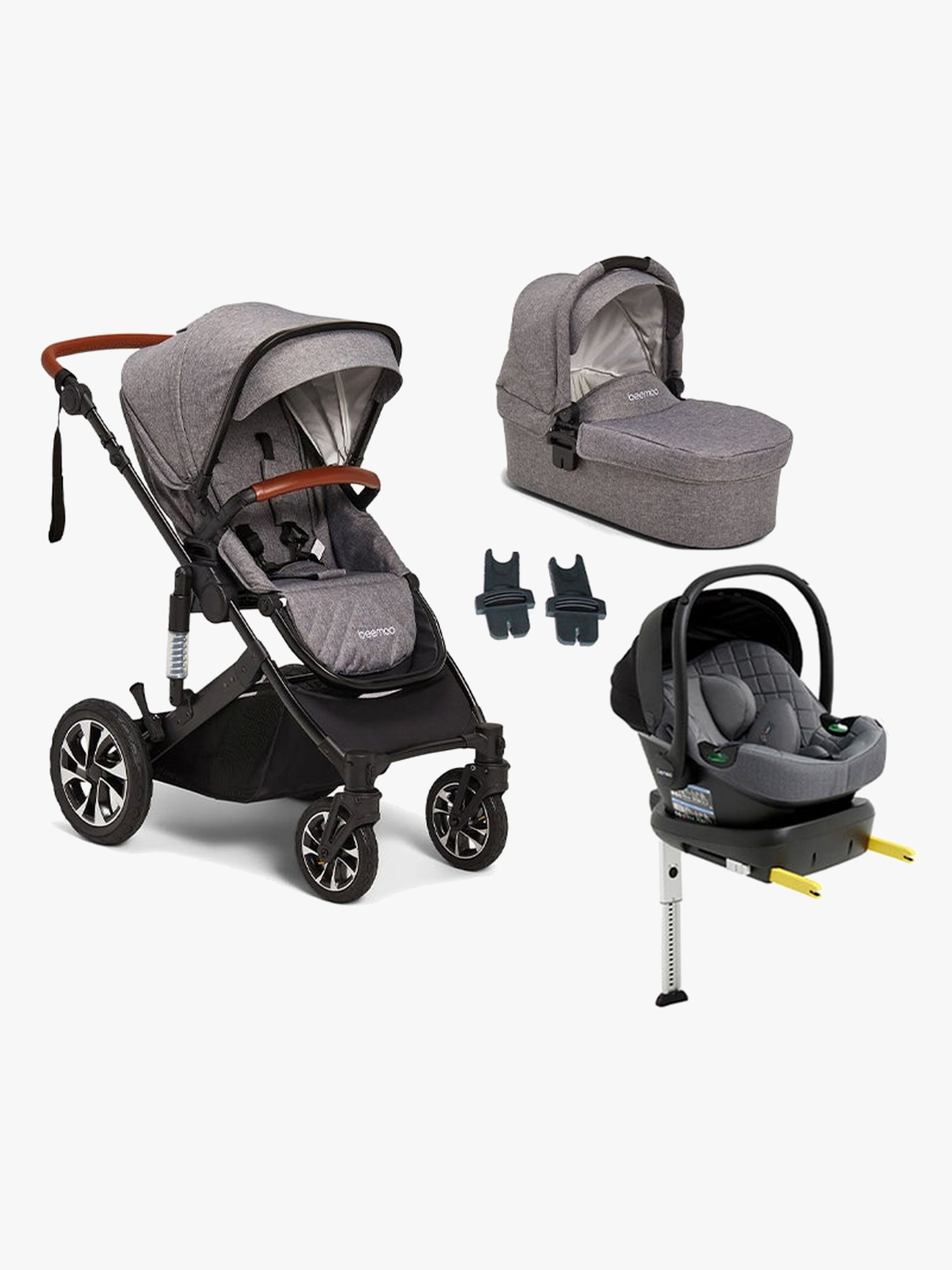 Beemoo Maxi 4 Kombiwagen inkl. Beemoo Route Babyschale &  Basis, Grey Black/Mineral Grey