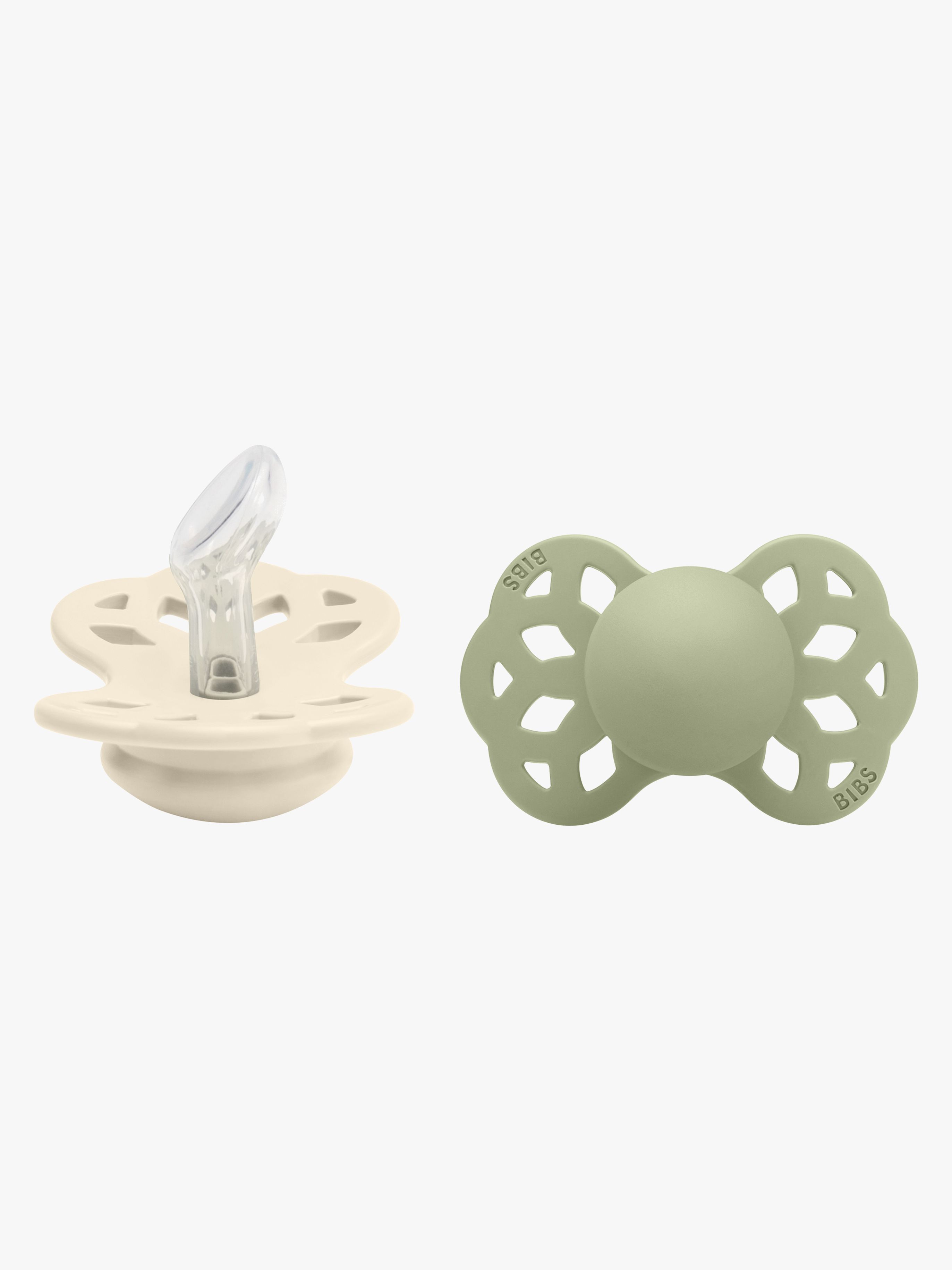 BIBS Infinity Schnuller 2er-Pack Silikon Größe 1 Anatomisch, Ivory/Sage