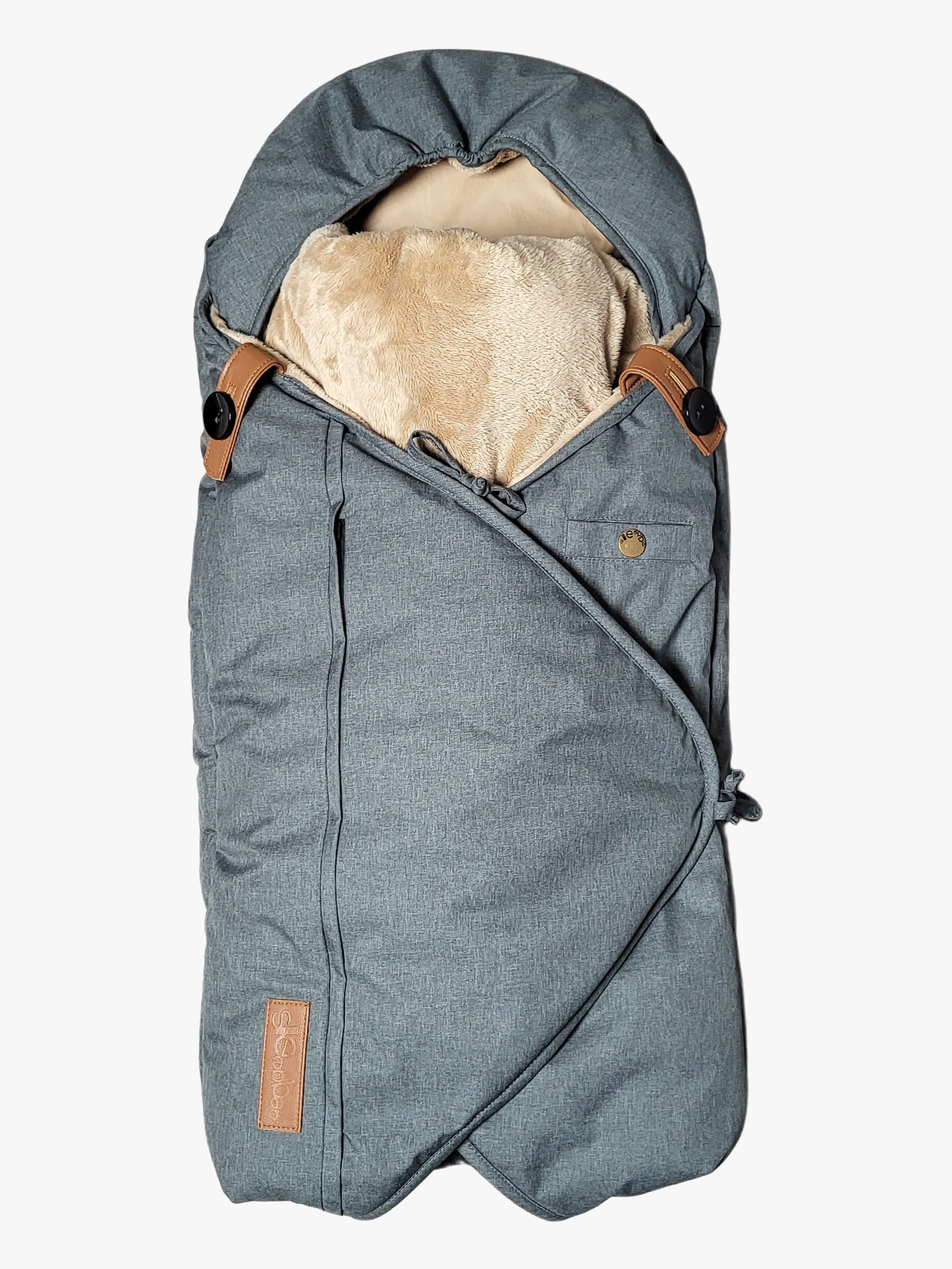 Mini Winterfußsack, Grey Mélange / Brown, Winterfußsäcke