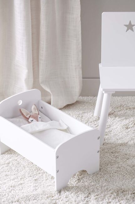 Kids Concept Puppenhausmöbel Puppenbett Inkl. Bettwäsche, Weiß 