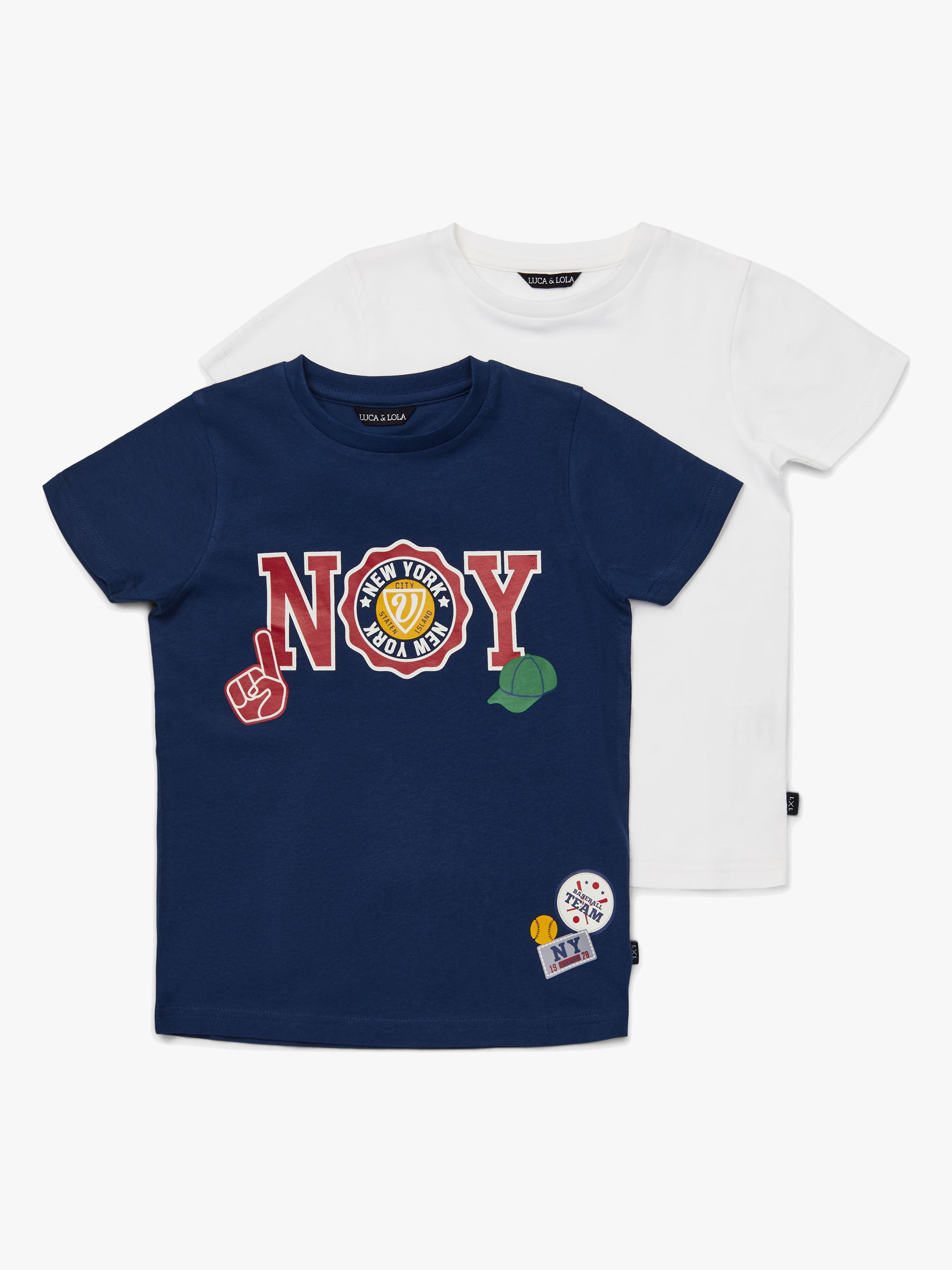 Luca &  Lola San Marino T-Shirt 2er-Pack, Navy/White 122–128