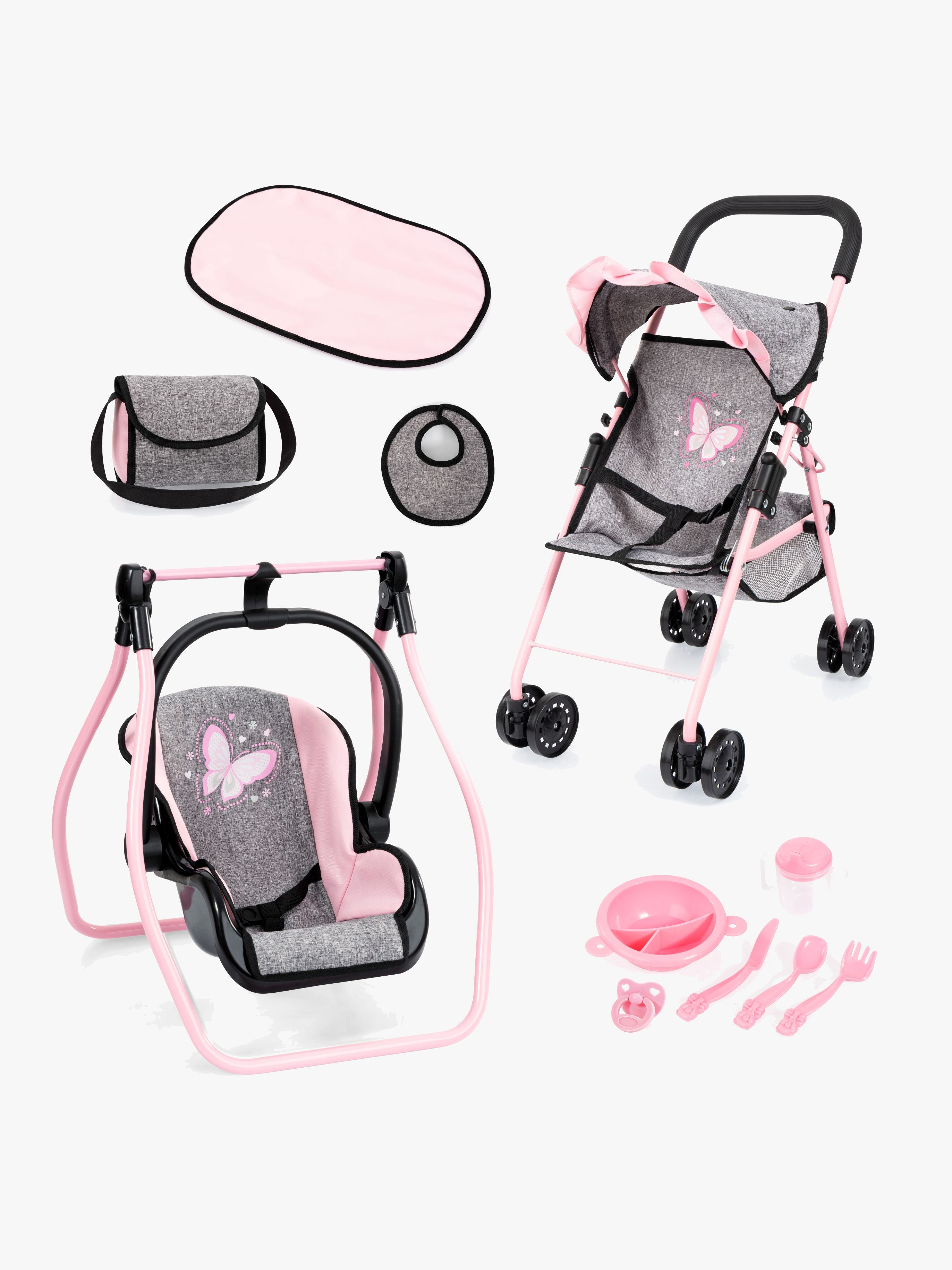 Puppenwagen Buggy Set, Grey