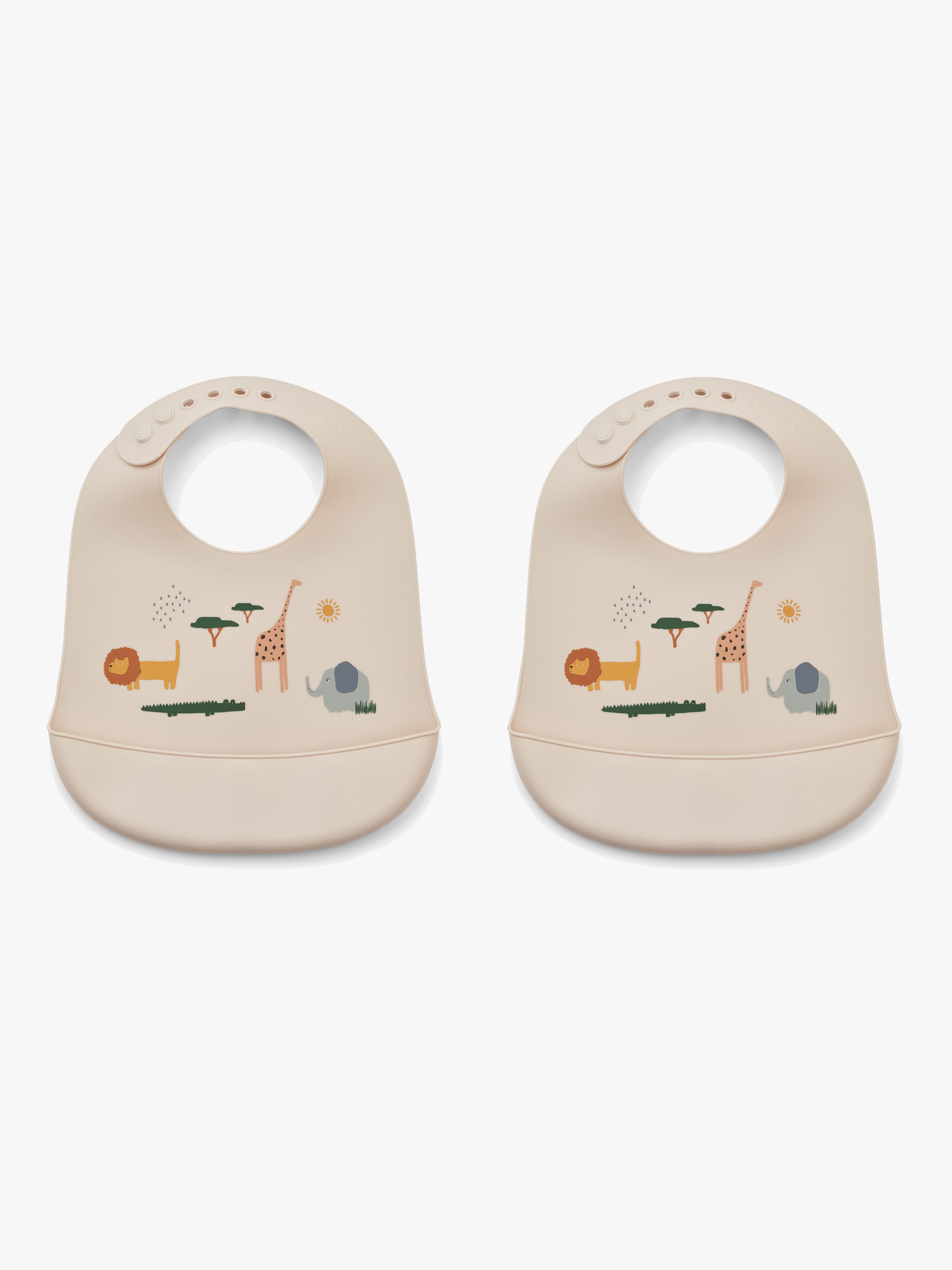 Tilda Lätzchen mit Print Silikon 2er-Pack, Safari / Sandy
