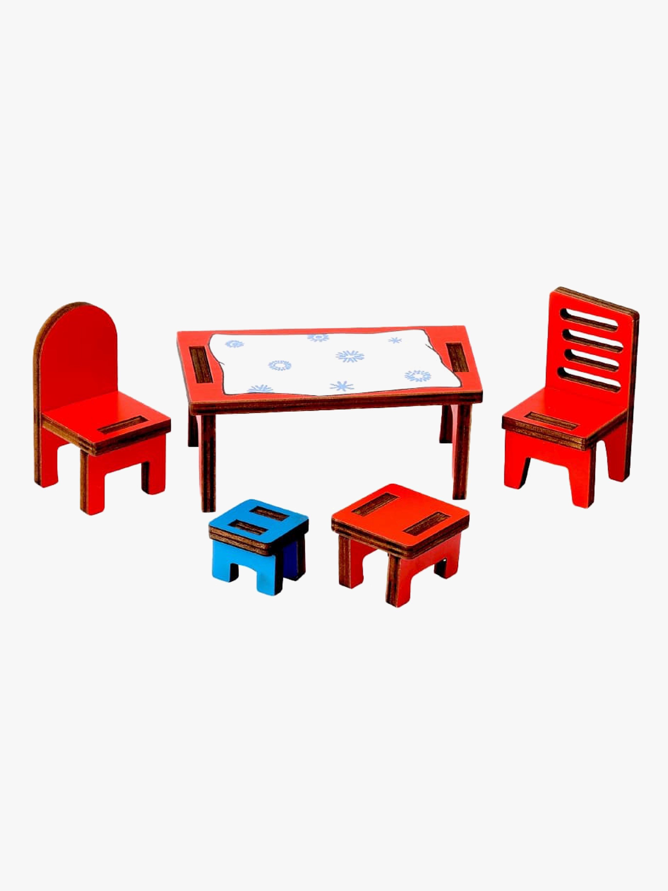 Pippi Langstrumpf Möbelset Tisch &  Stühle, Holz