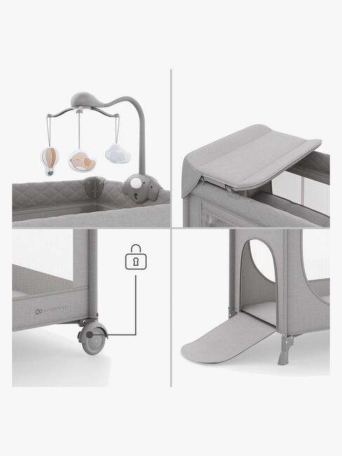 Kinderkraft LEODY UP Reisebett mit Zubehör, Grey