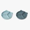 LIEWOOD Stacy Unterteilter Teller 2er-Pack, Sea Blue/Whale Blue